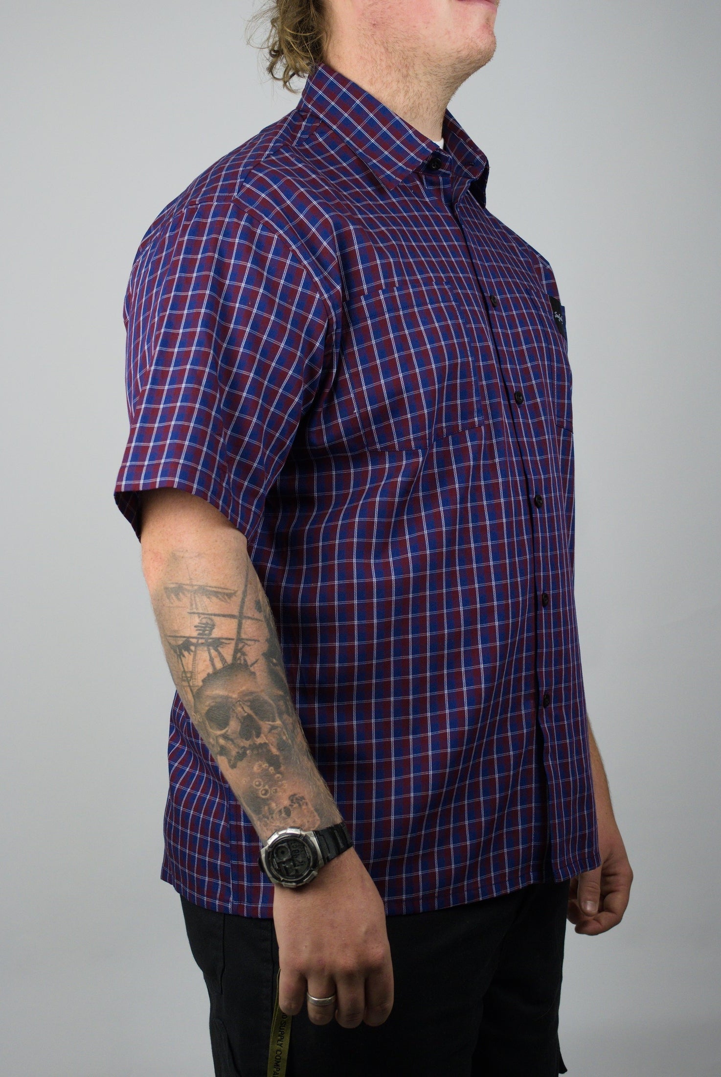 Bag lady - red plaid shirt