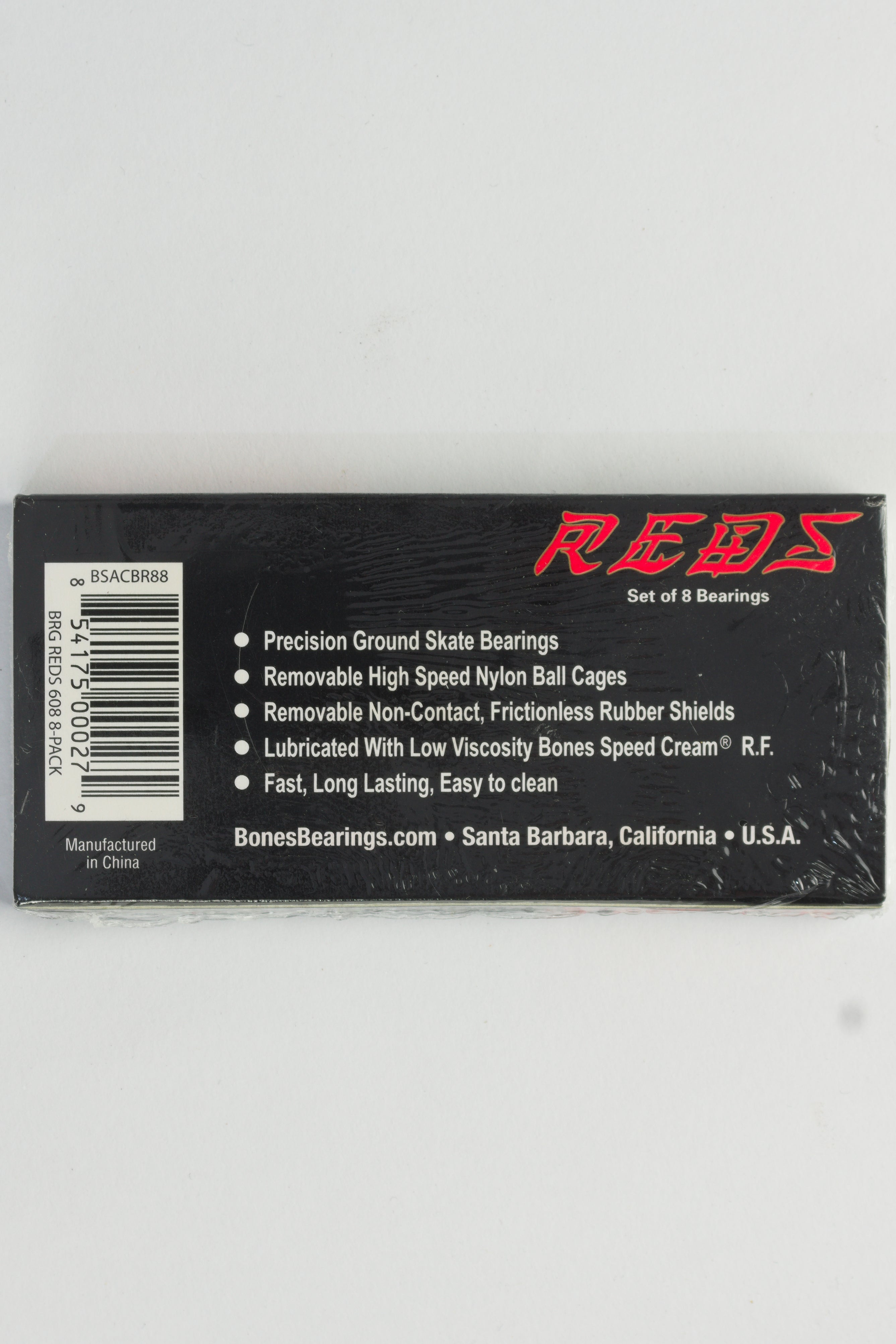 Bones bearings - reds - 8 pack - product packaging reds