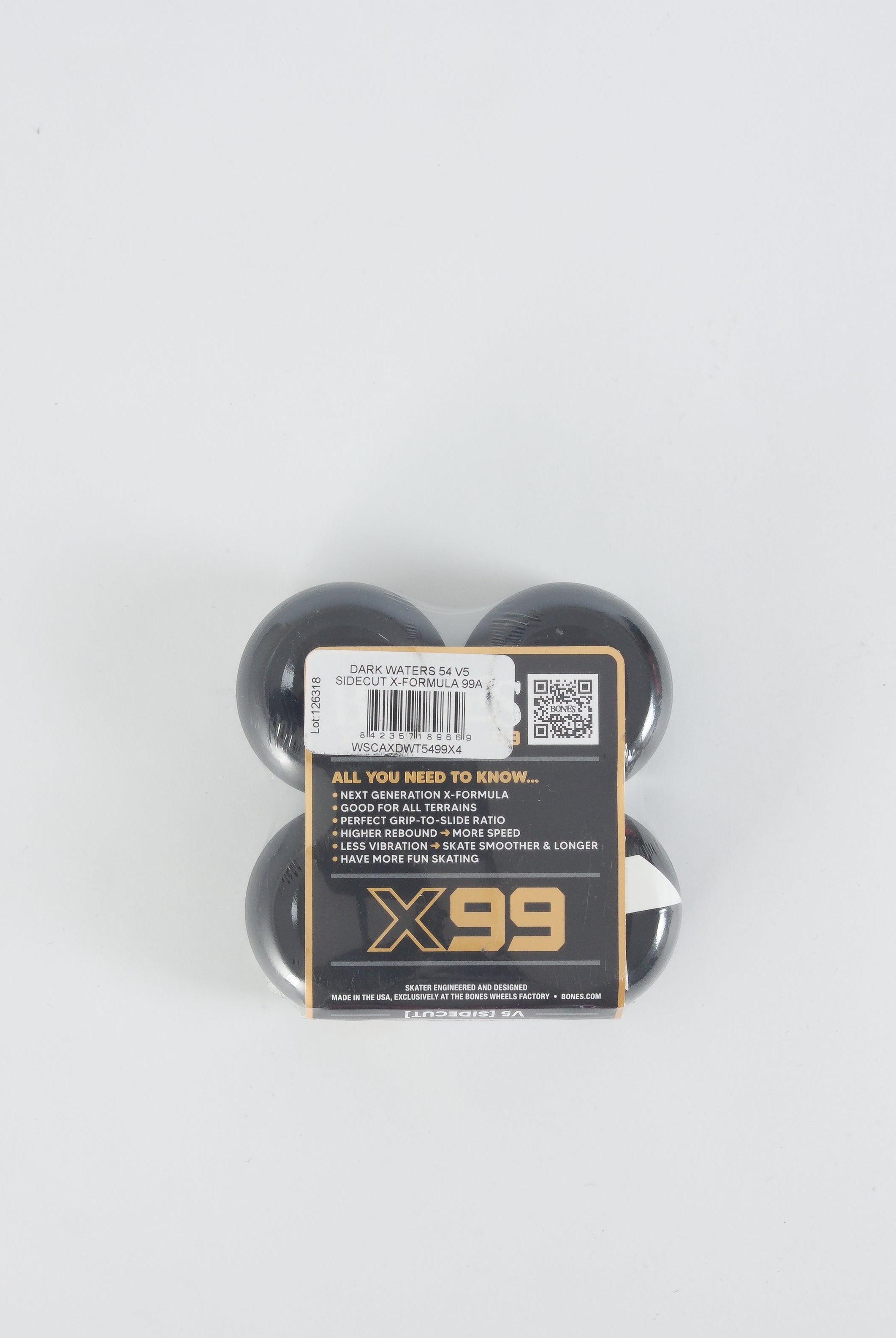 54 mm bones wheels - dark waters x99 formula skateboard - v5 sidecuts 54mm