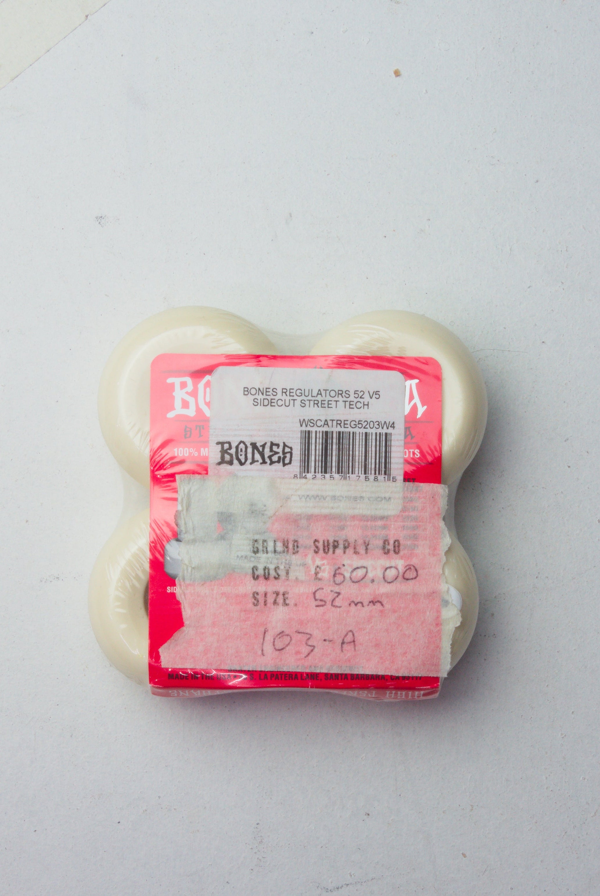 Bones wheels regulators stf formula 103a skateboard 52mm set white skateboard