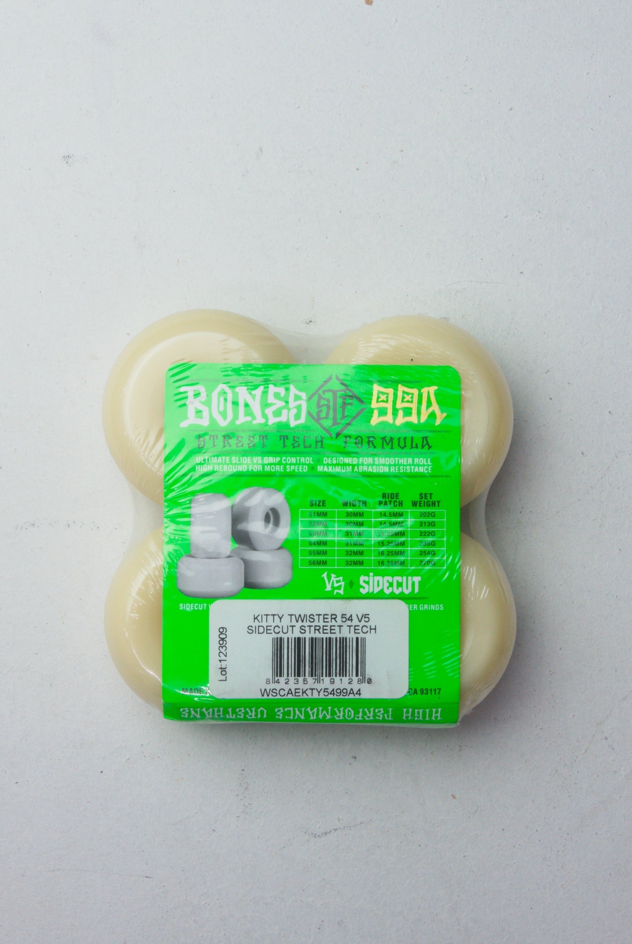 Bones wheels - stf formula 99a skateboard - kitty twister - 52mm