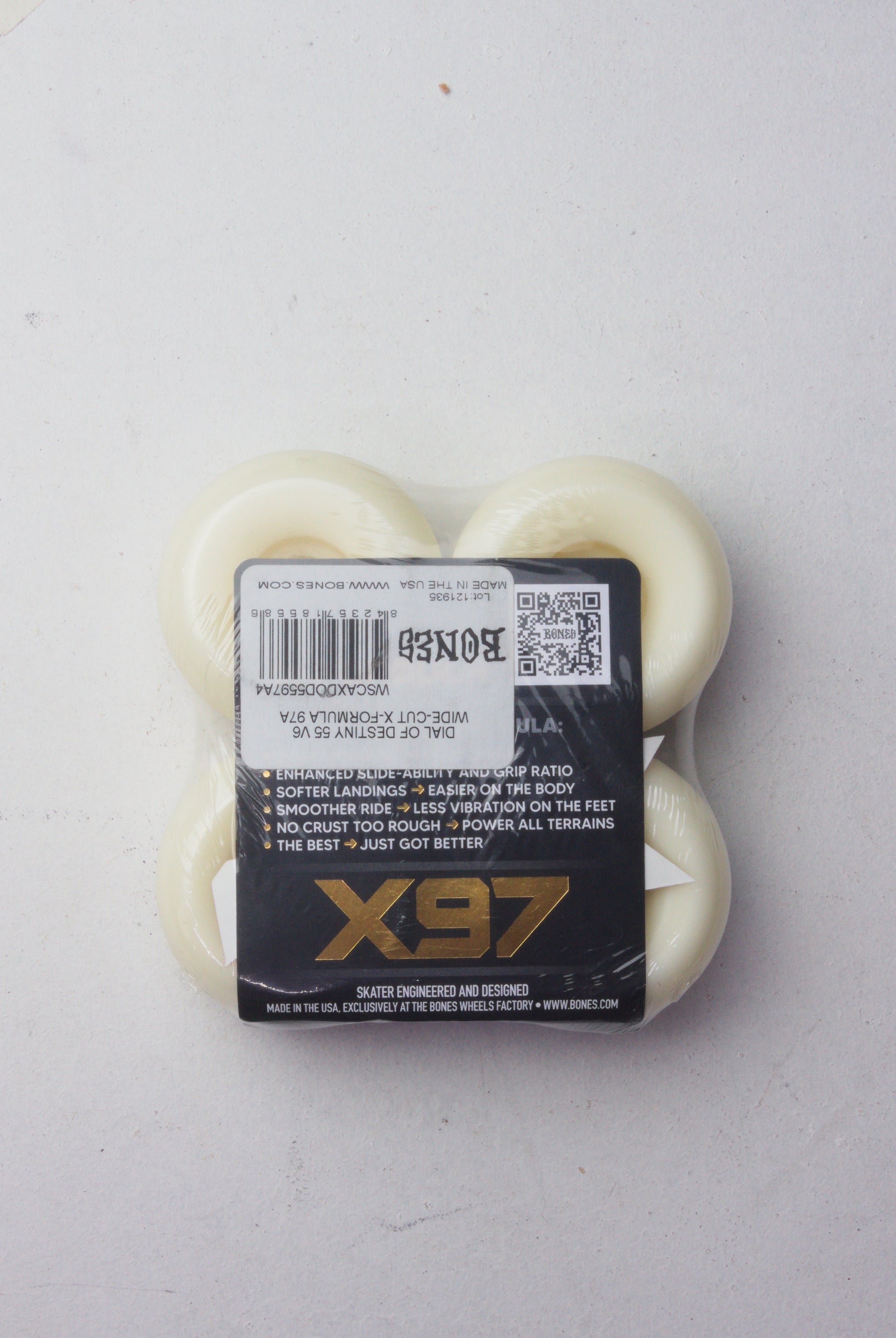 55mm bones wheels - x97 formula - dial of destiny v6 widecut 97a - 55mm - skateboard white skateboard wheels