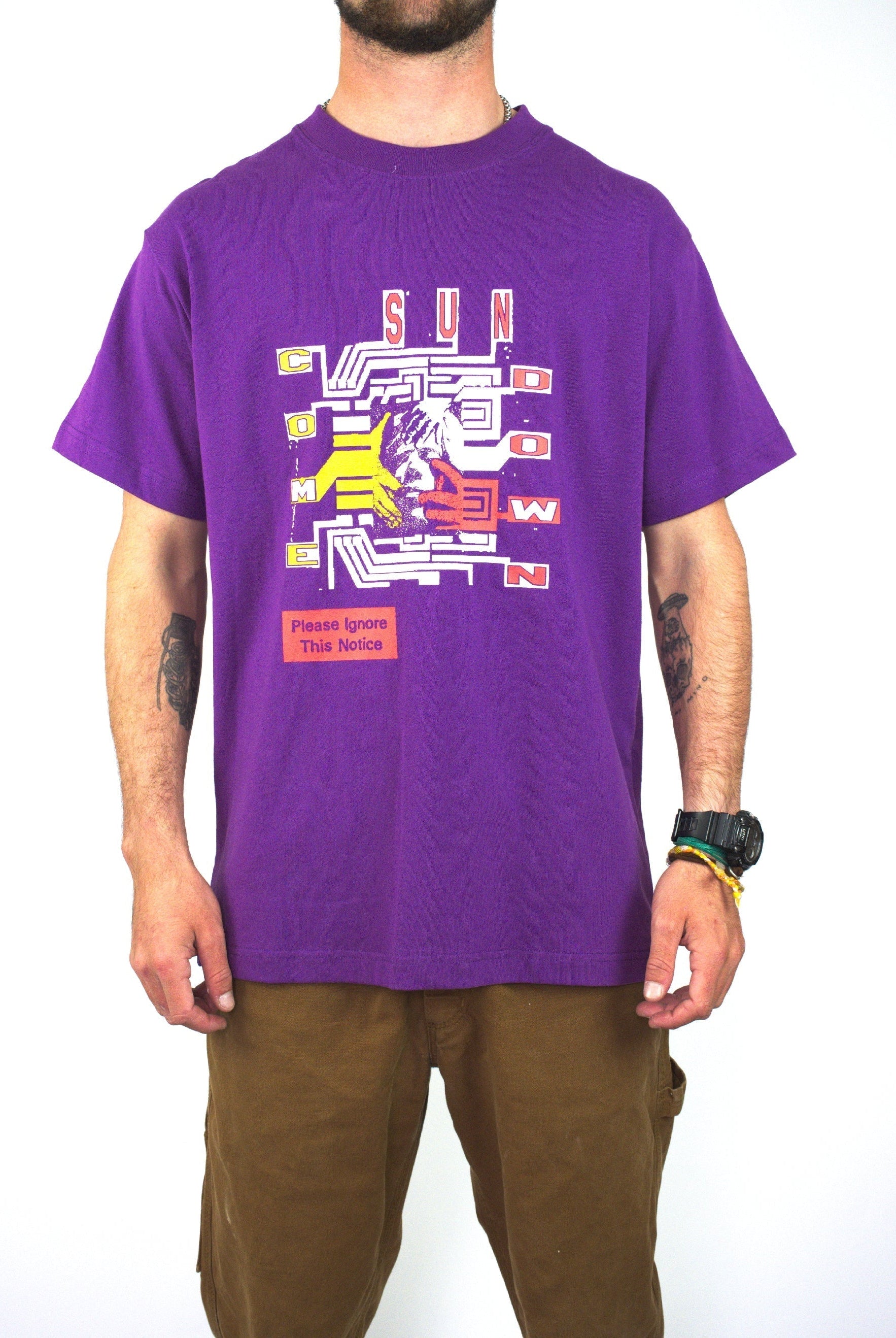 Come sundown - chip tee shirt - purple bright purple t-shirt