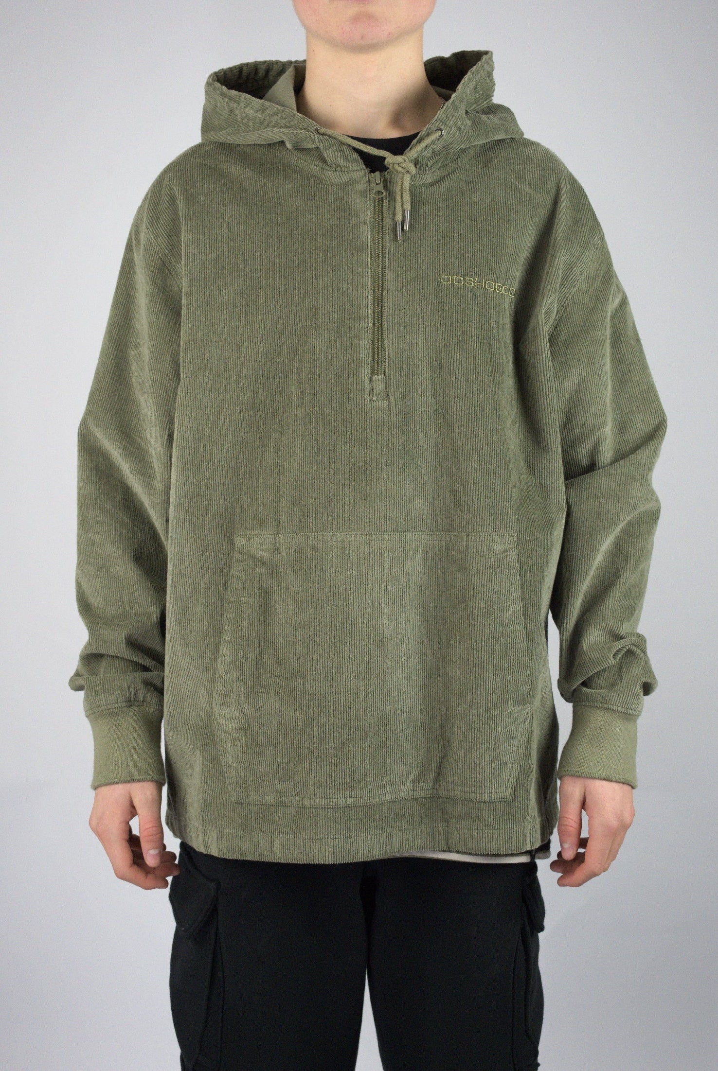 Xl dc shoes - belview quarter zip cordrouy pullover - deep lichen green last ones only