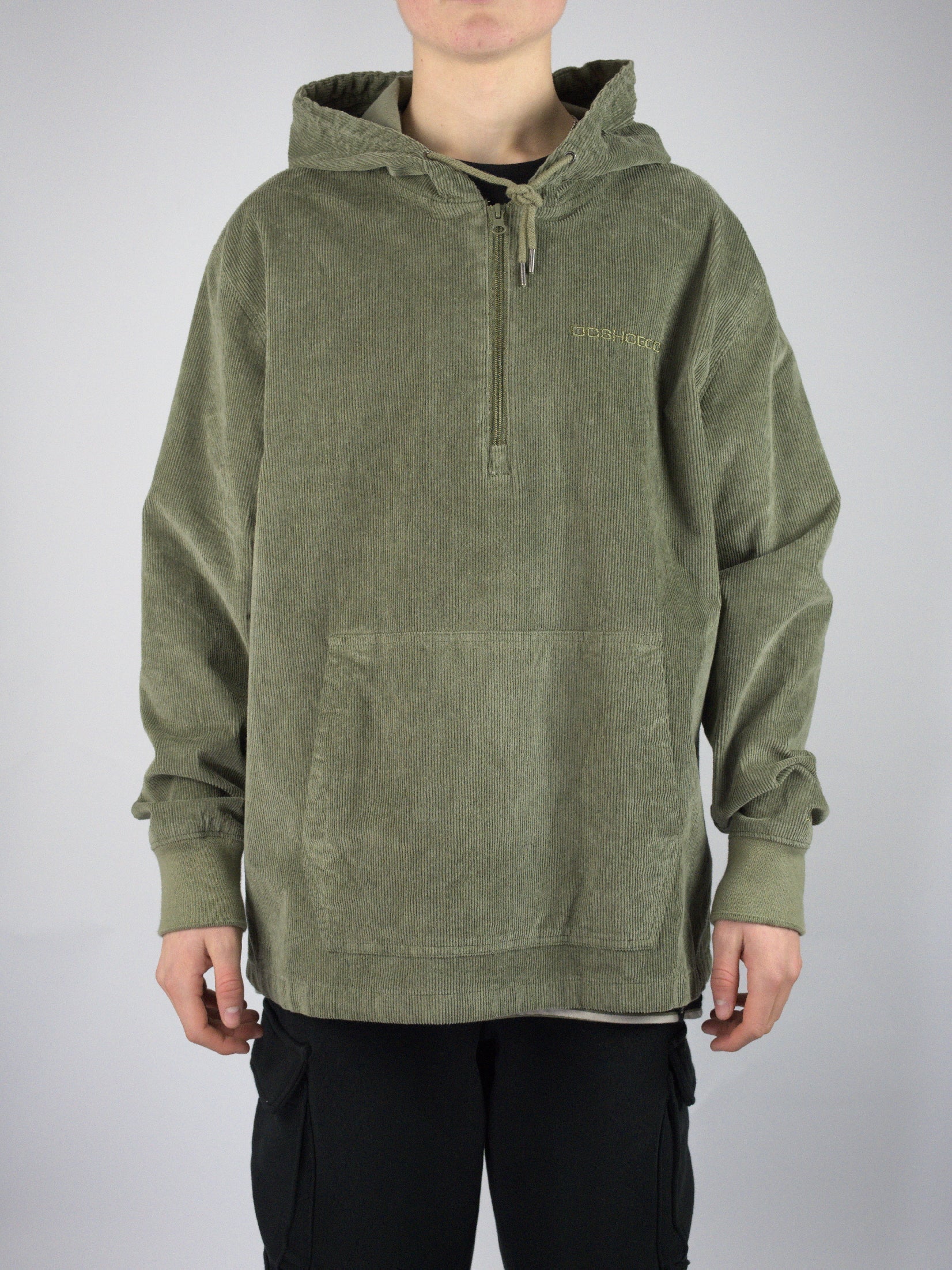 Xl dc shoes - belview quarter zip cordrouy pullover - deep lichen green last ones only