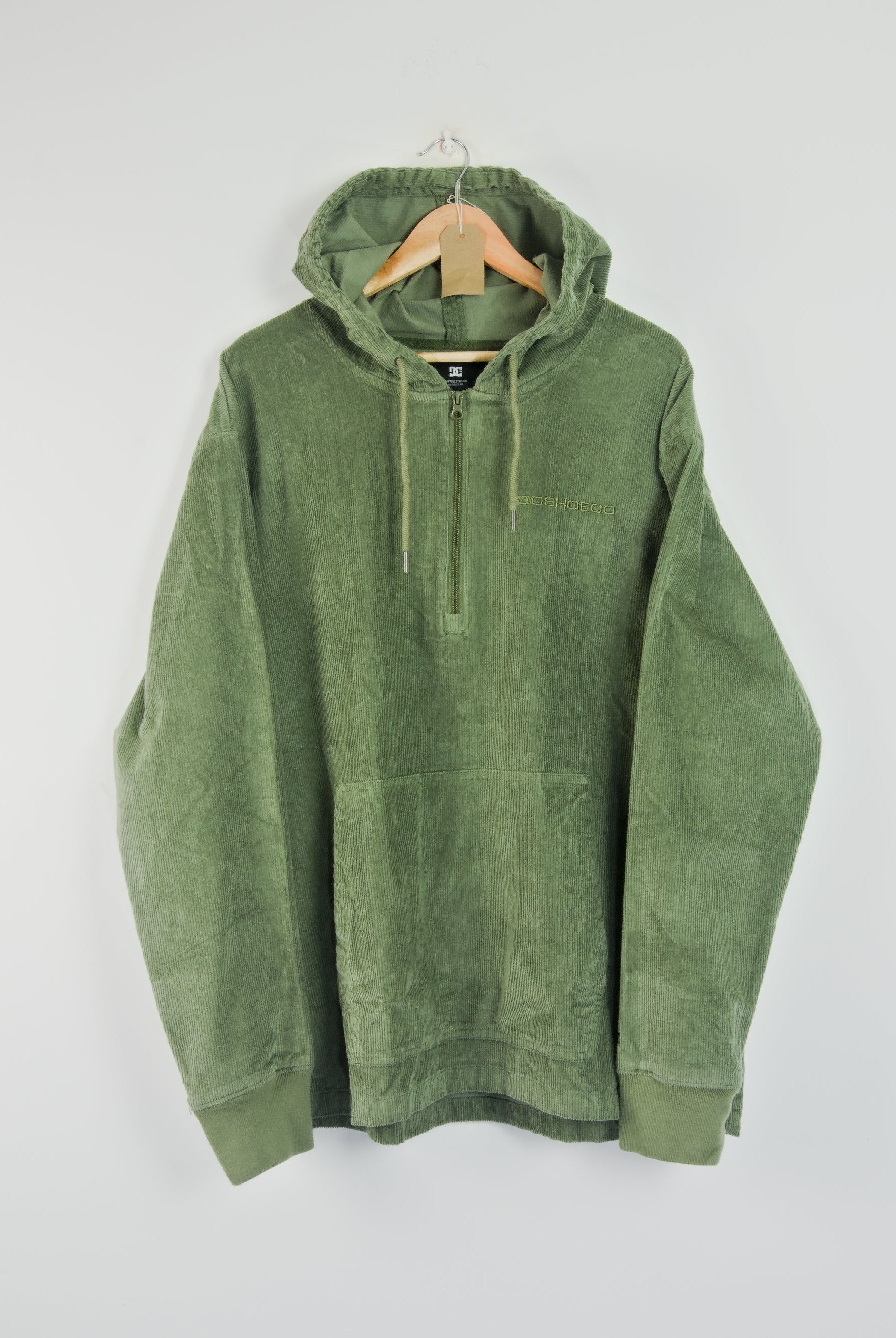 Xl dc shoes - belview quarter zip cordrouy pullover - deep lichen green last ones only