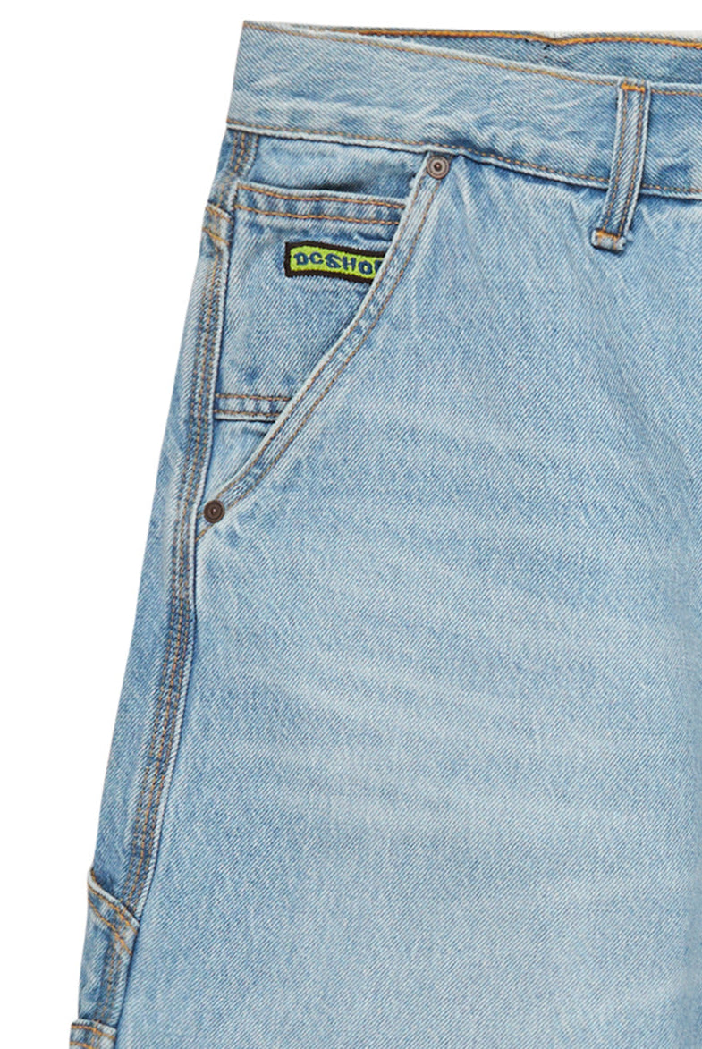 Dc shoes carpenter 22’’ denim shorts for men light wash blue