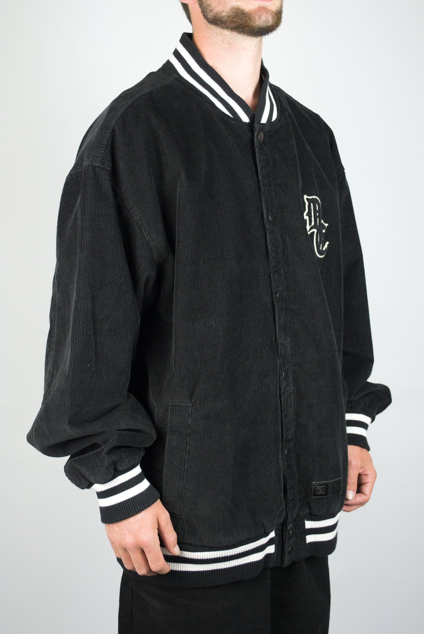 Xl dc shoes - maddux heavy knit bomber jacket - black white lonly