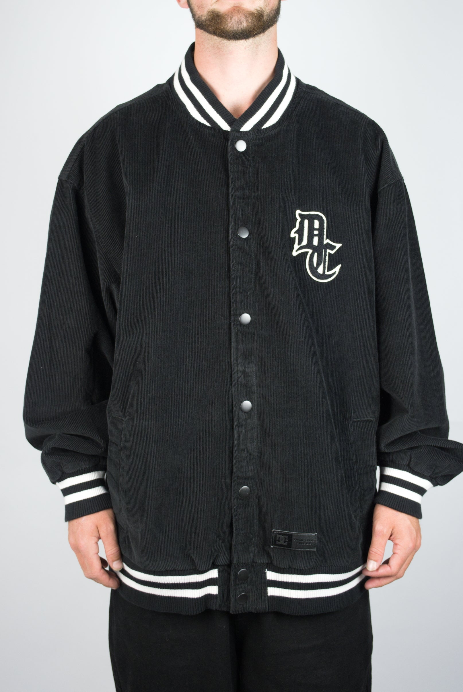 Xl dc shoes - maddux heavy knit bomber jacket - black white lonly