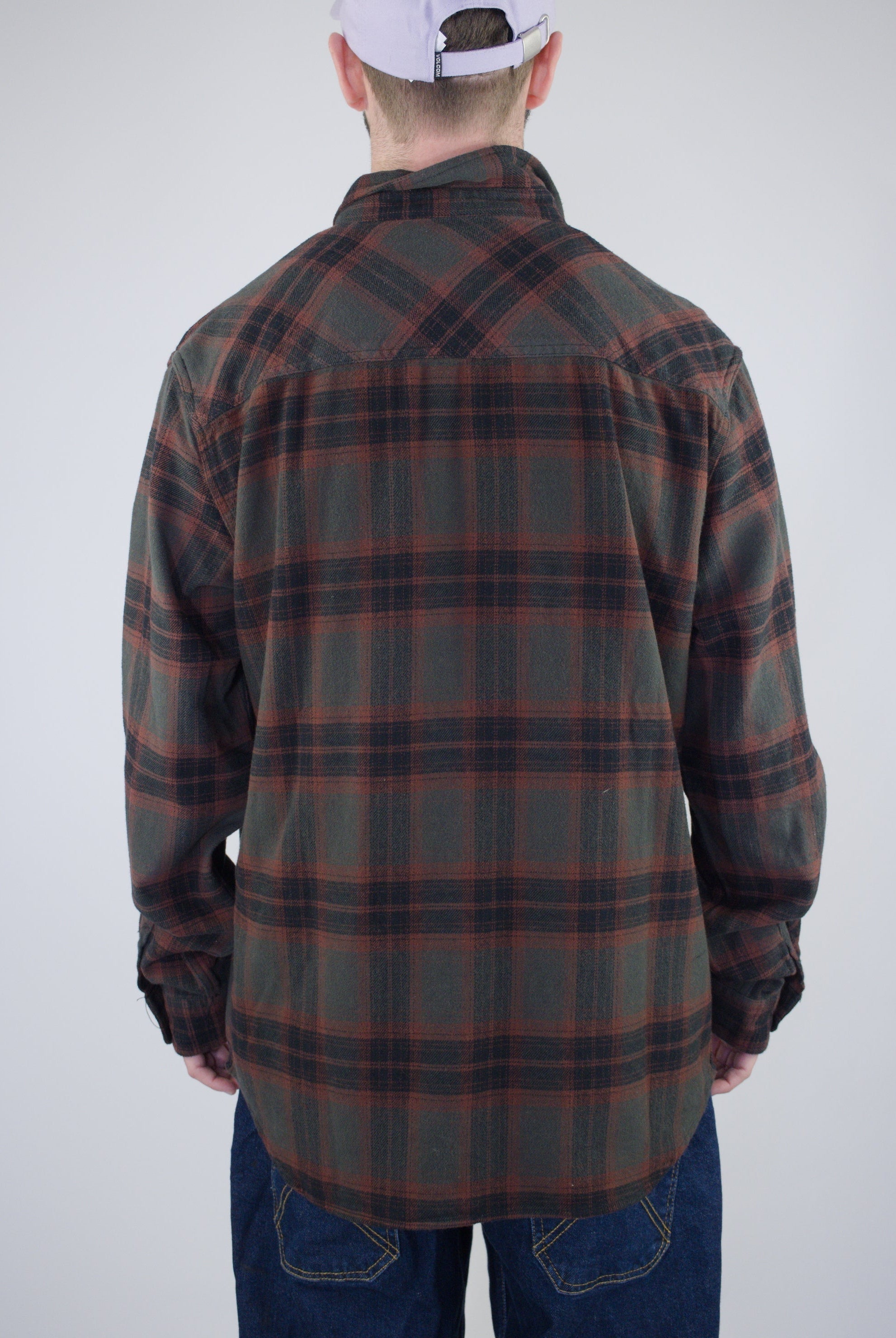 Dc shoes - marshal flannel shirt - heather grey / red plaid flannel button-up