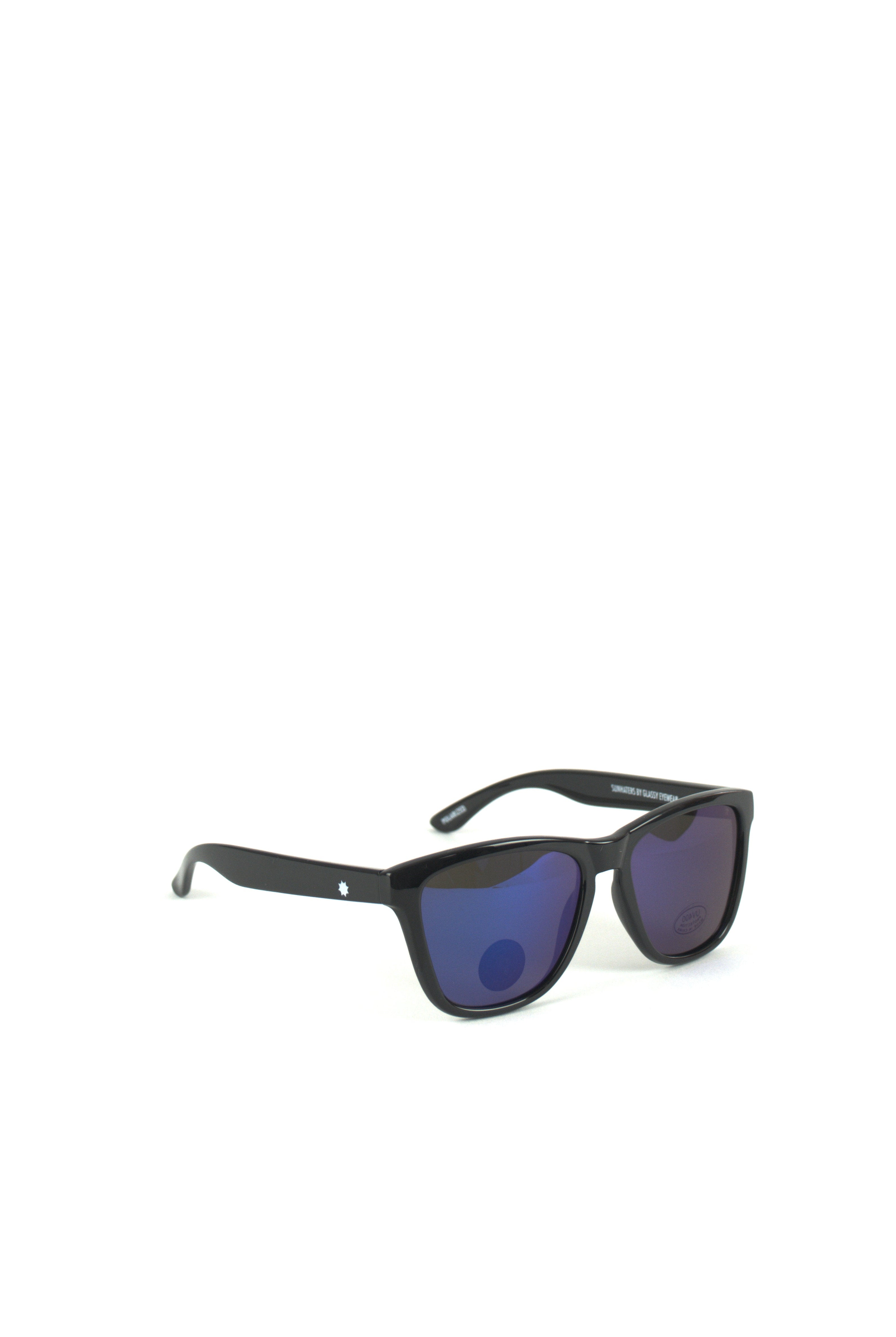 Glassy deric polarized sunlasses black / blue mirror pair black sunglasses