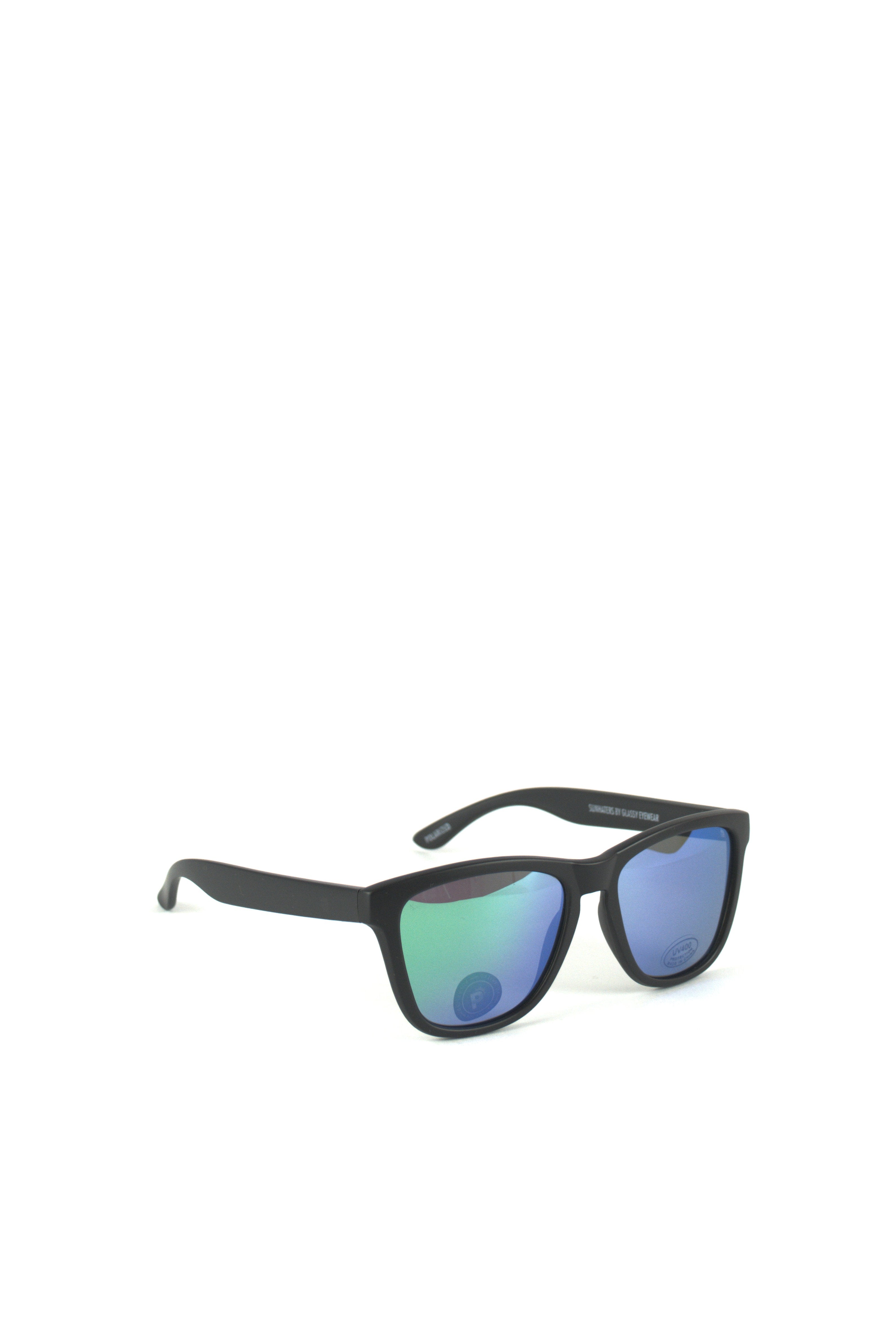 Glassy deric polarized sunlasses matt black / green mirror pair black framed sunglasses