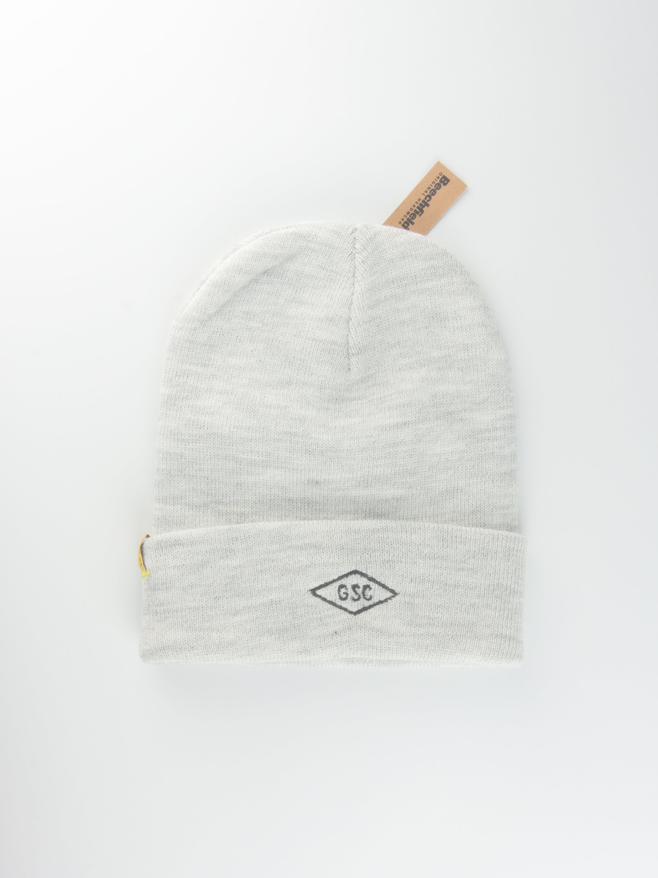 Grind supply co - diamond logo hand finished cuffed beanie - ash heather grey / black