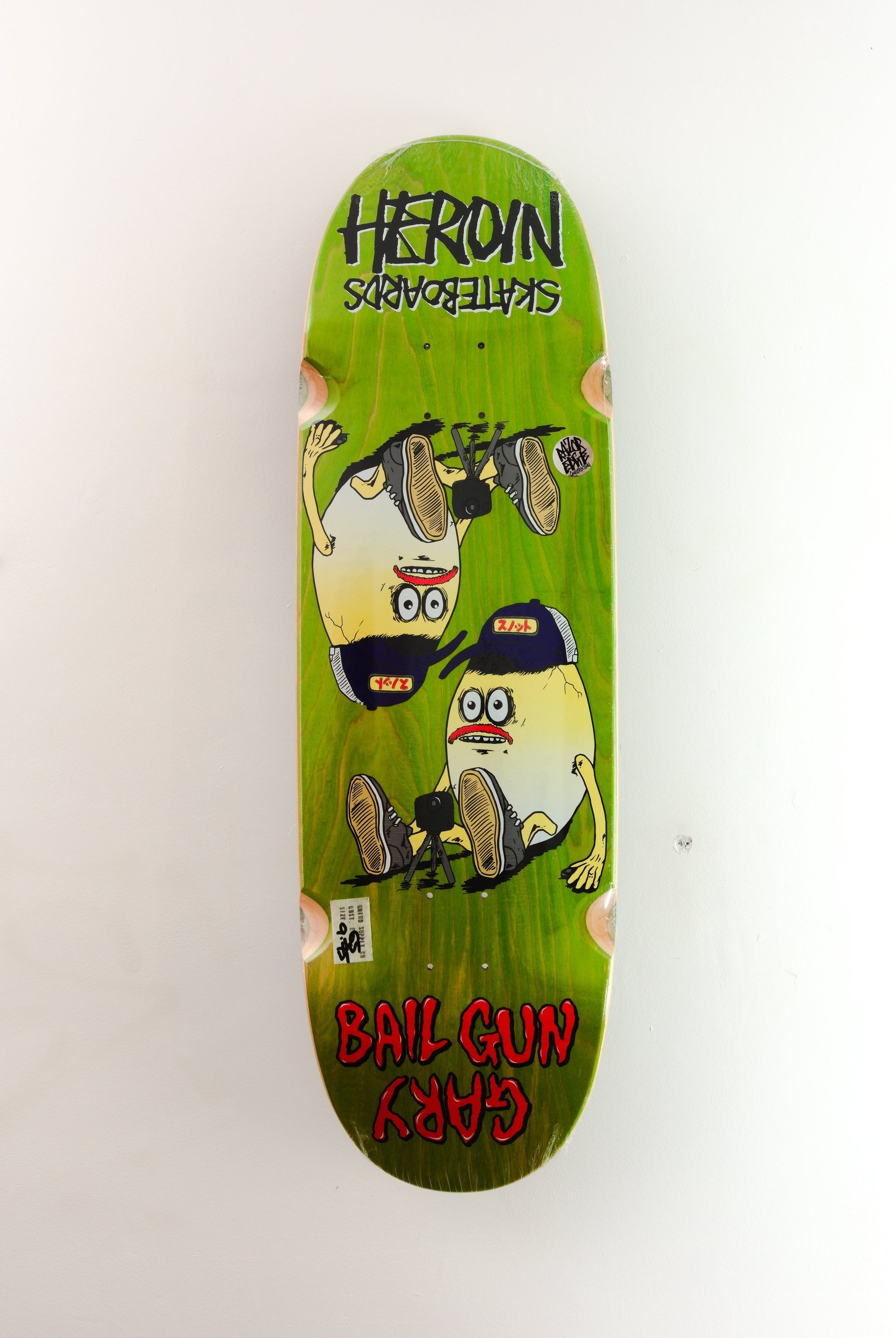 Heroin skateboards - ’bail gun gary 4’ egg shaped skateboard deck - 9.75 x 32.50 14.1