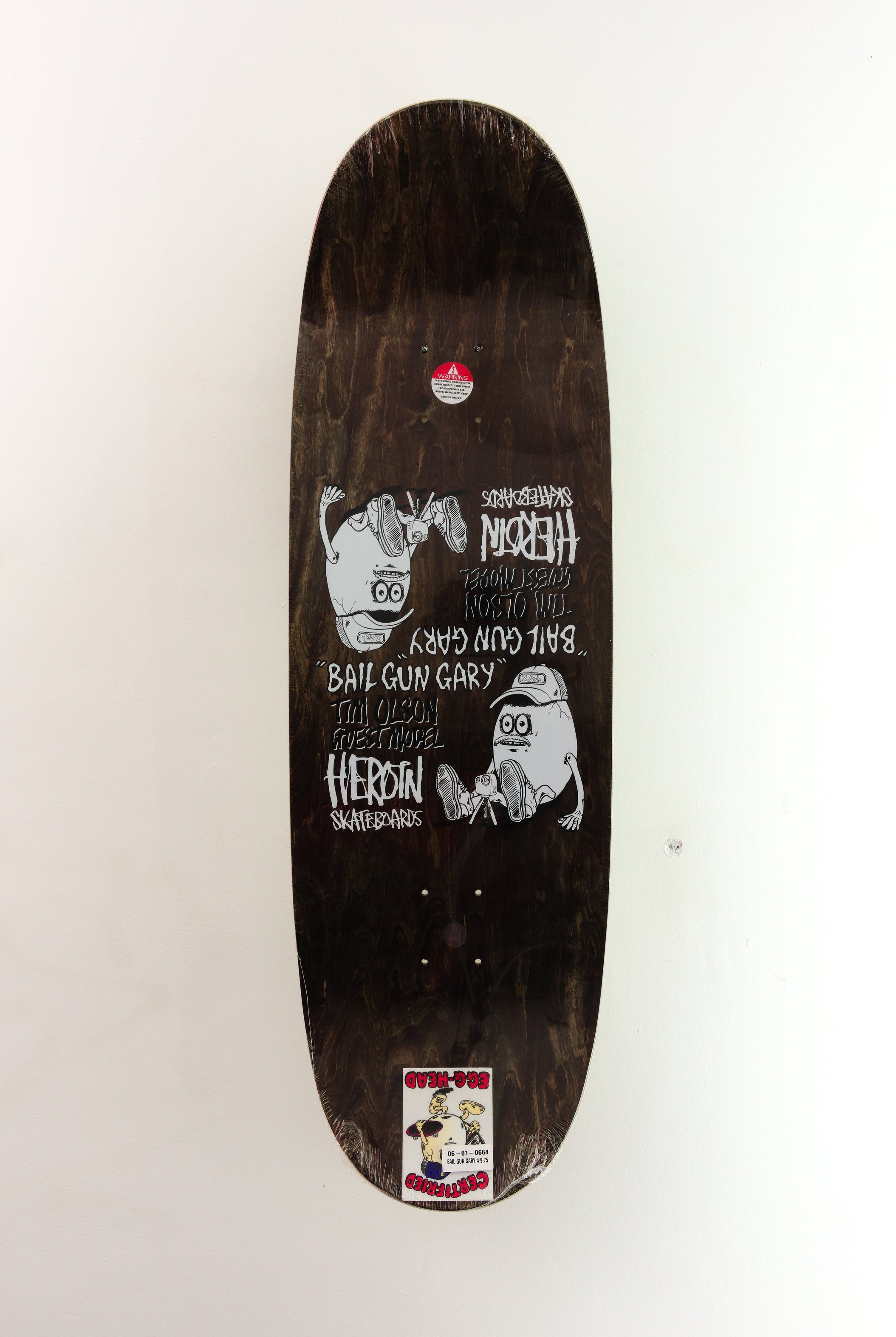 Heroin skateboards - ’bail gun gary 4’ egg shaped skateboard deck - 9.75 x 32.50 14.1
