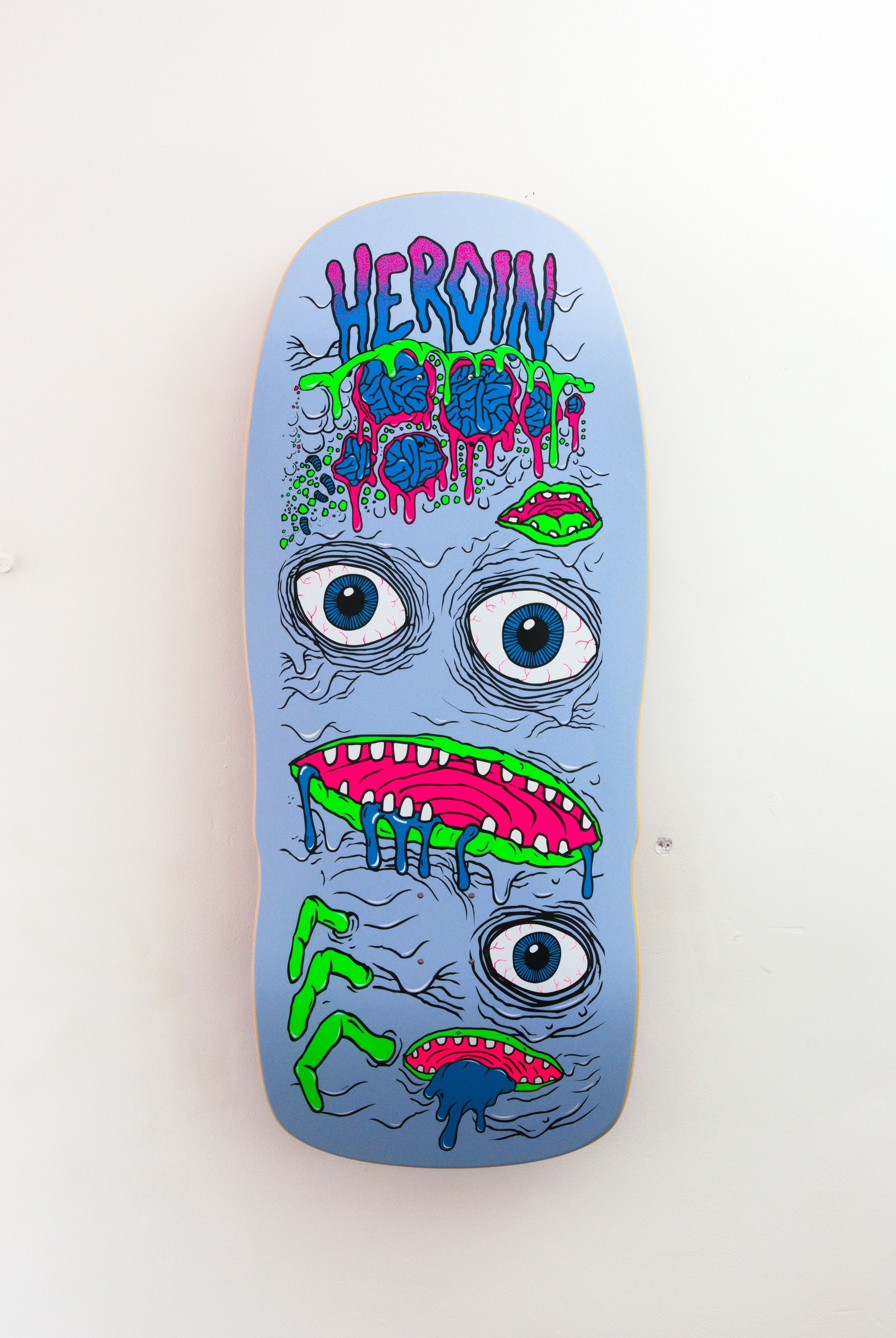 Heroin skateboards - ’mutator’ extra wide boi skateboard deck - 13’’ behemoth shape light blue skateboard