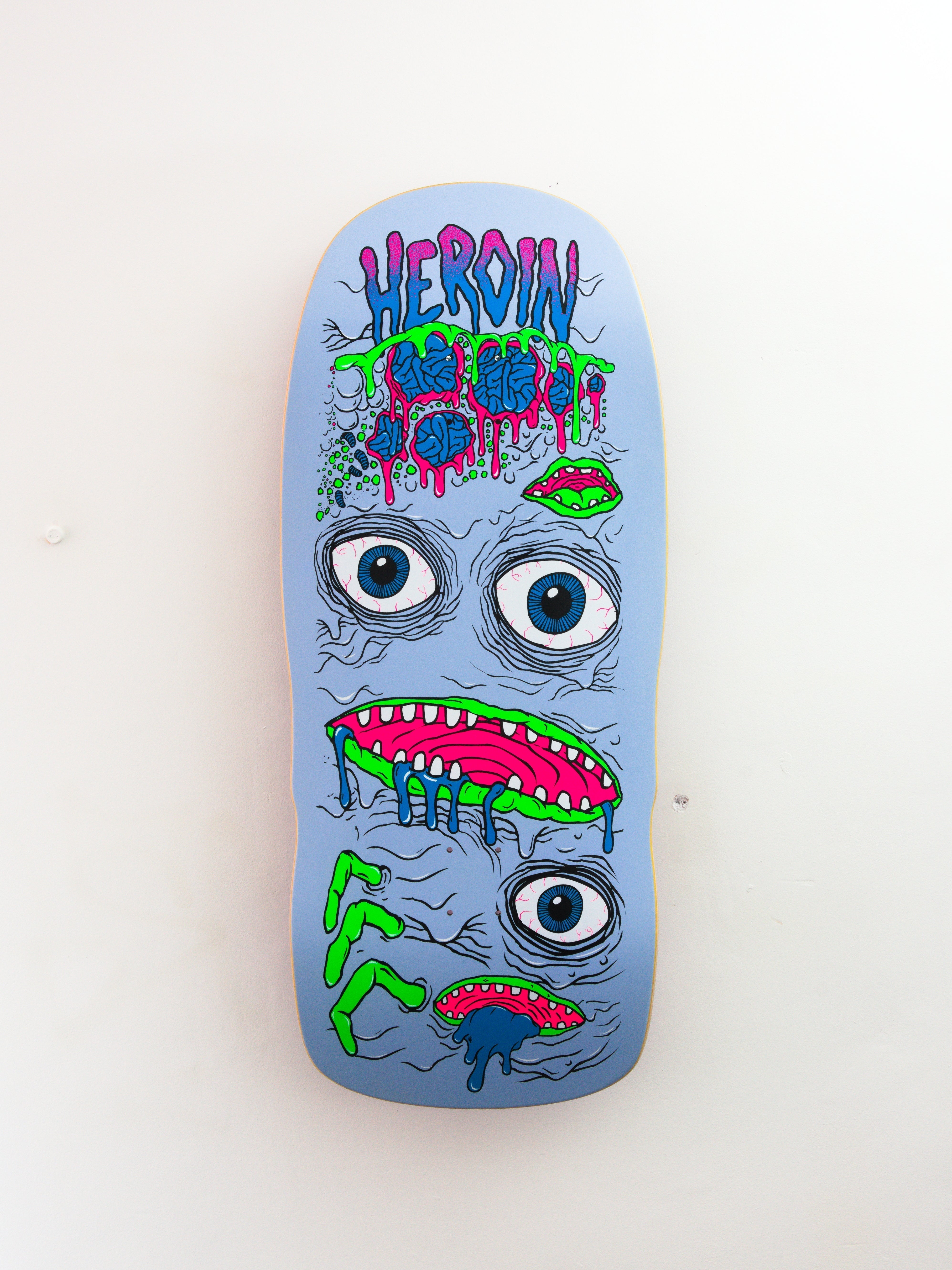 Heroin skateboards - ’mutator’ extra wide boi skateboard deck - 13’’ behemoth shape light blue skateboard