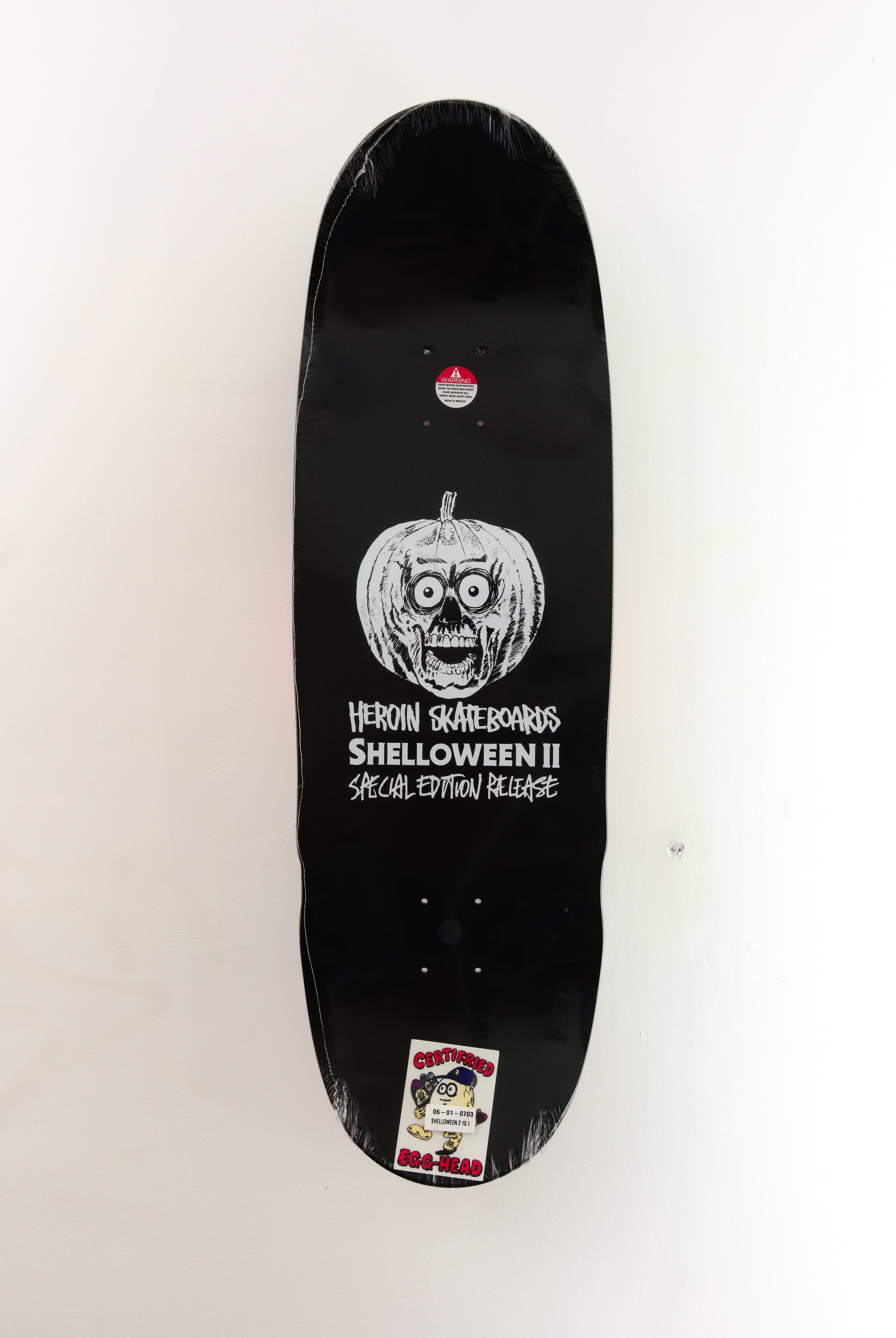 Heroin skateboards - ’shelloween 2’ egg shaped skateboard deck - 10.1 x 32.00 14.25 black