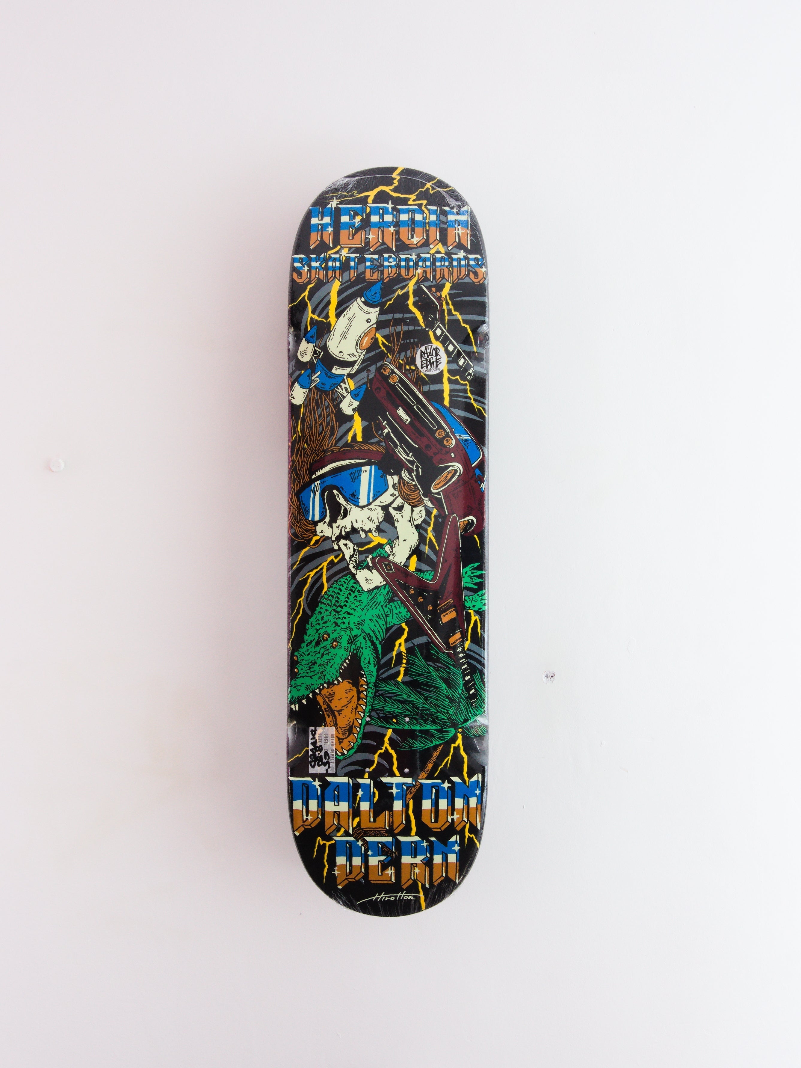 Heroin skatebords - ’hurricane’ dalton dern pro skateboard deck - 8.50 black dipped