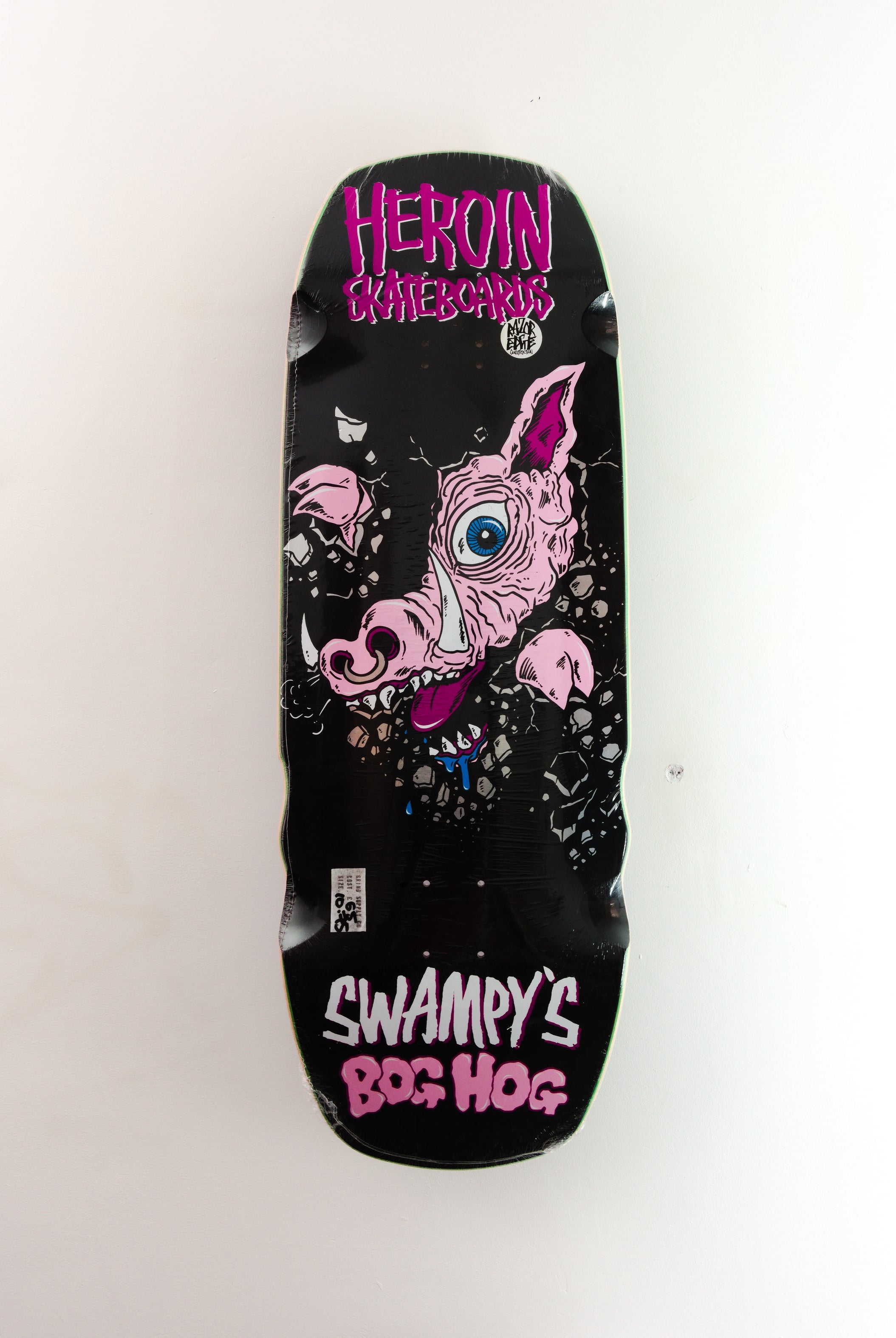 Heroinskateboards - ’swampy’s boss hog’ skateboard deck - 10.75 x 31.00 15.25/16.00 black / purple