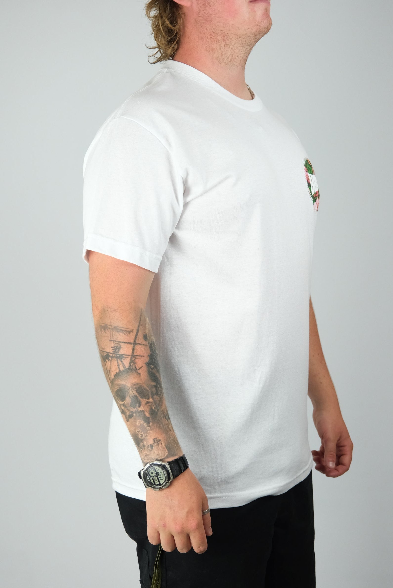 Hopp’s - ’big hopp’s roses’ heavyweight tee shirt - white