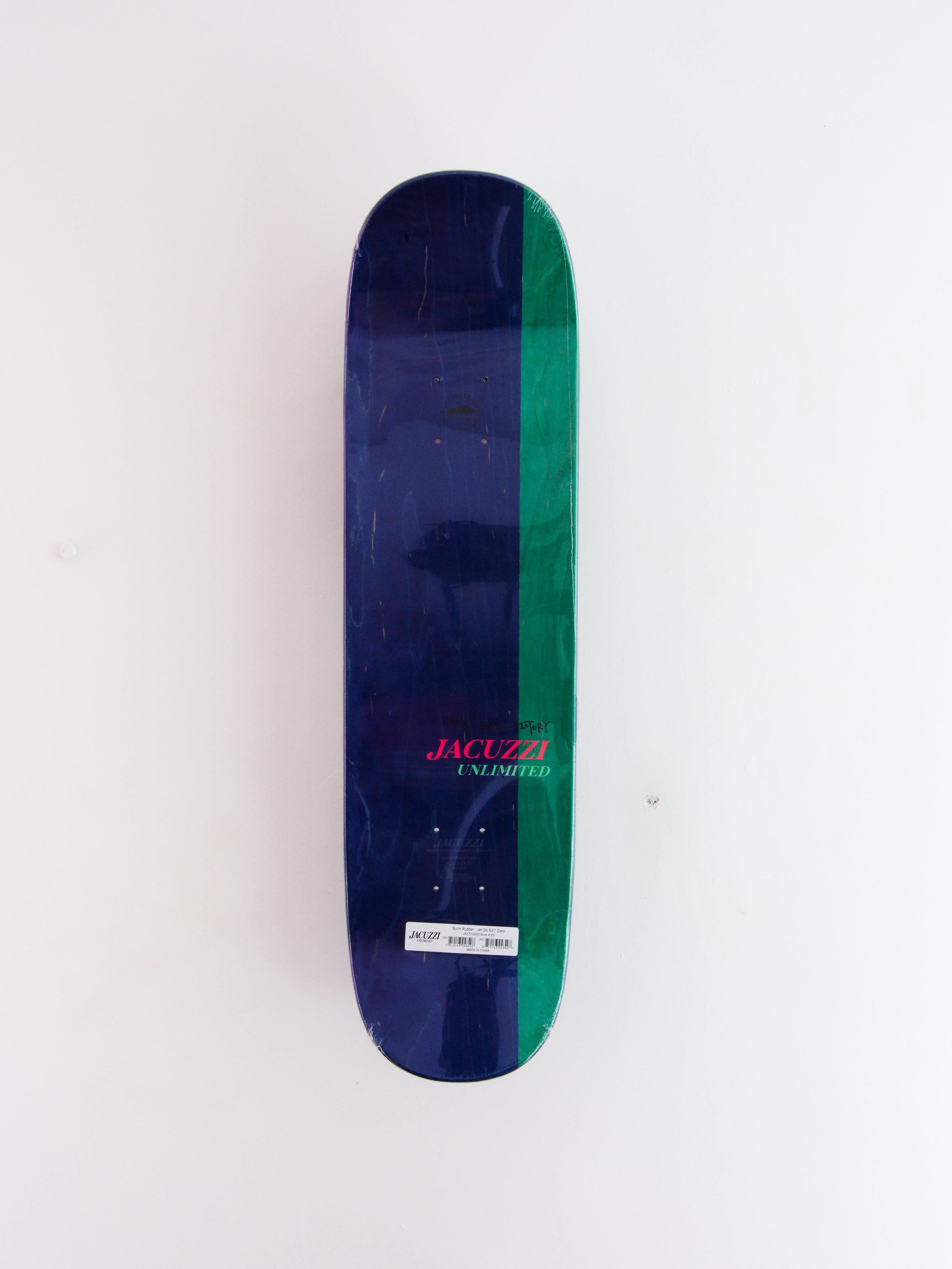 Jacuzzi unlimited burnt rubber skateboard deck jetski class shortie 8.25 blue