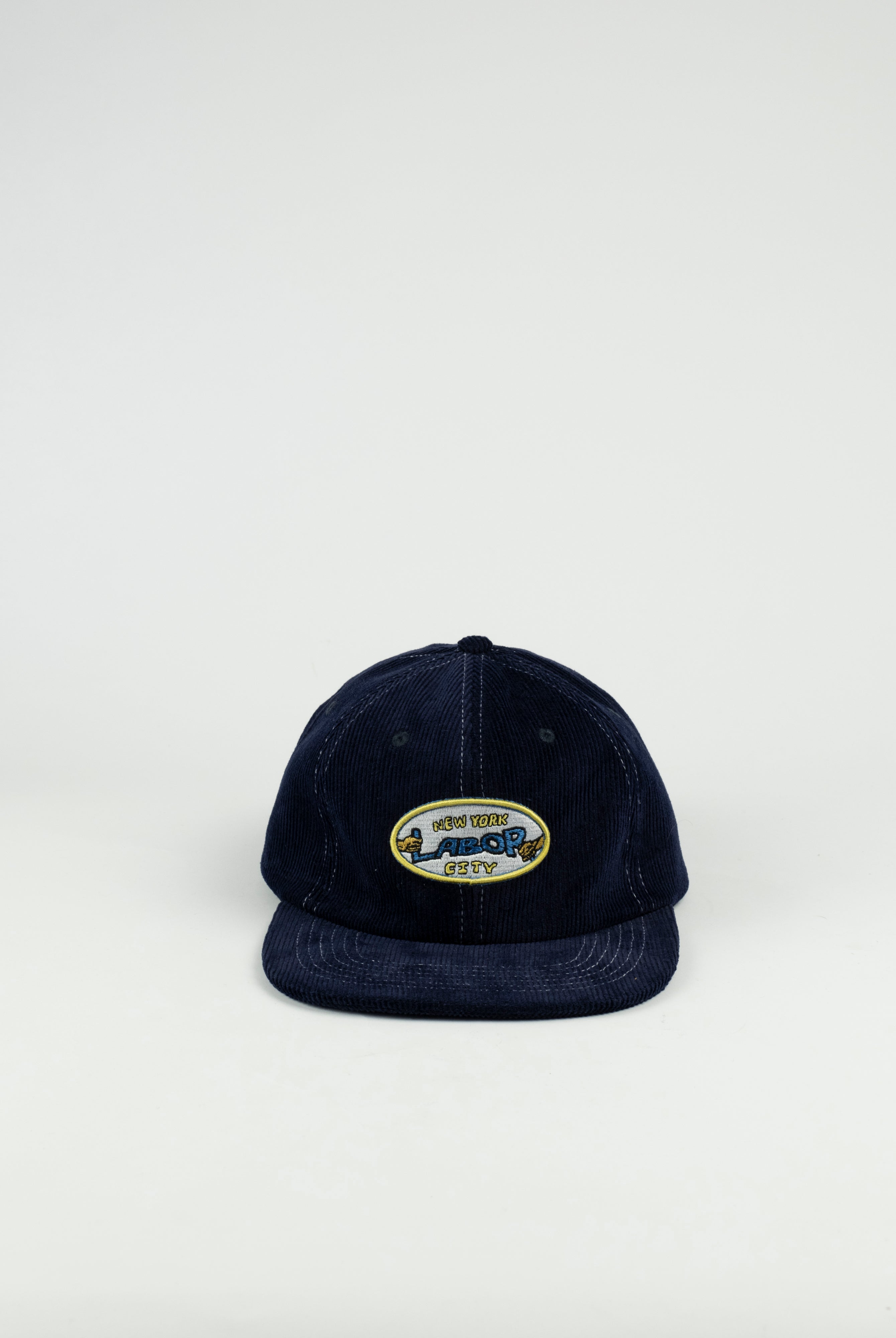 Labor skateshop - pullman cap - navy cord - buckle closed strap back navy blue baseball