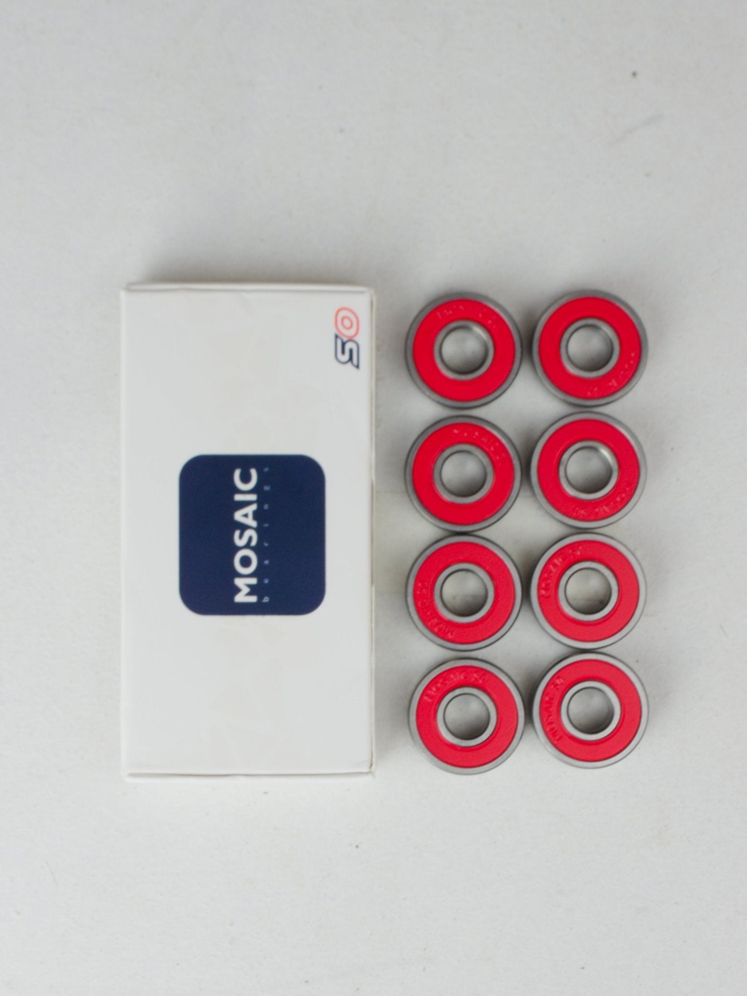 Mosaic super abec 5 skateboard bearings red set red skateboard