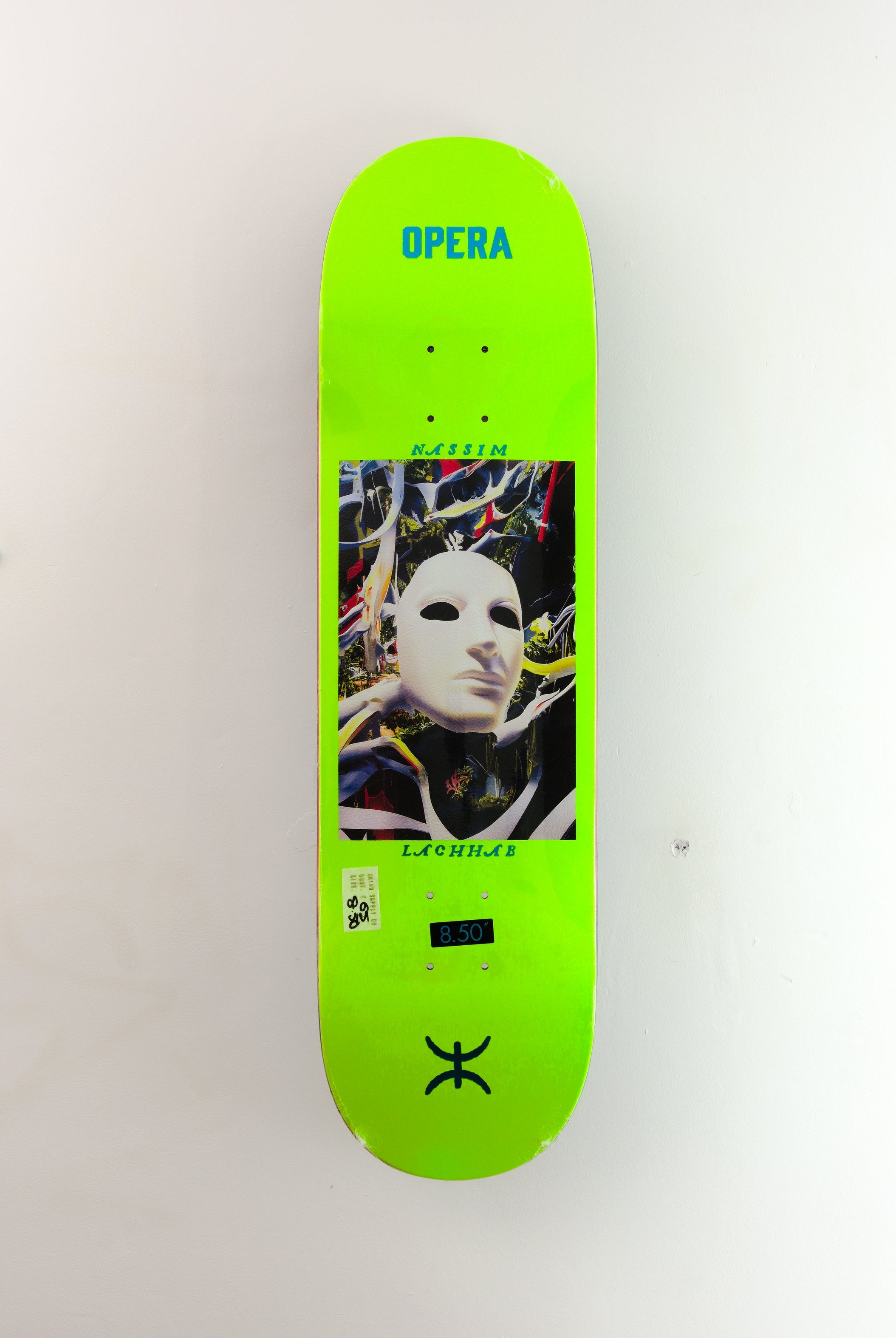 Opera skateboards - ’surreal’ nassim lachhab pro skateboad deck - 8.50 x 32.20 neon yellow