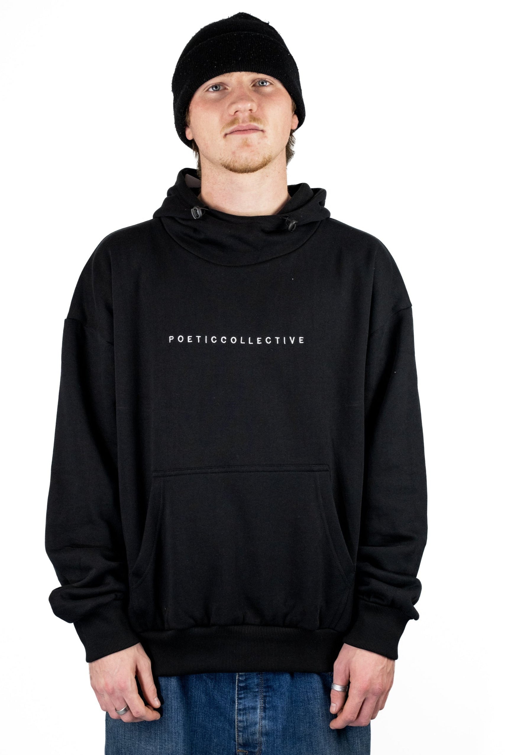 Poetic collective - ninja hoodie - heavyweight organic cotton - black black hoodie poeticcollective