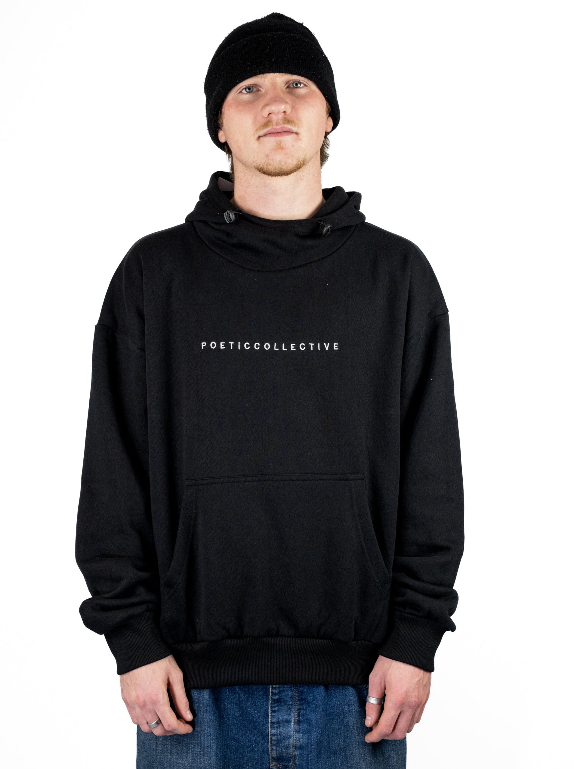 Poetic collective - ninja hoodie - heavyweight organic cotton - black black hoodie poeticcollective
