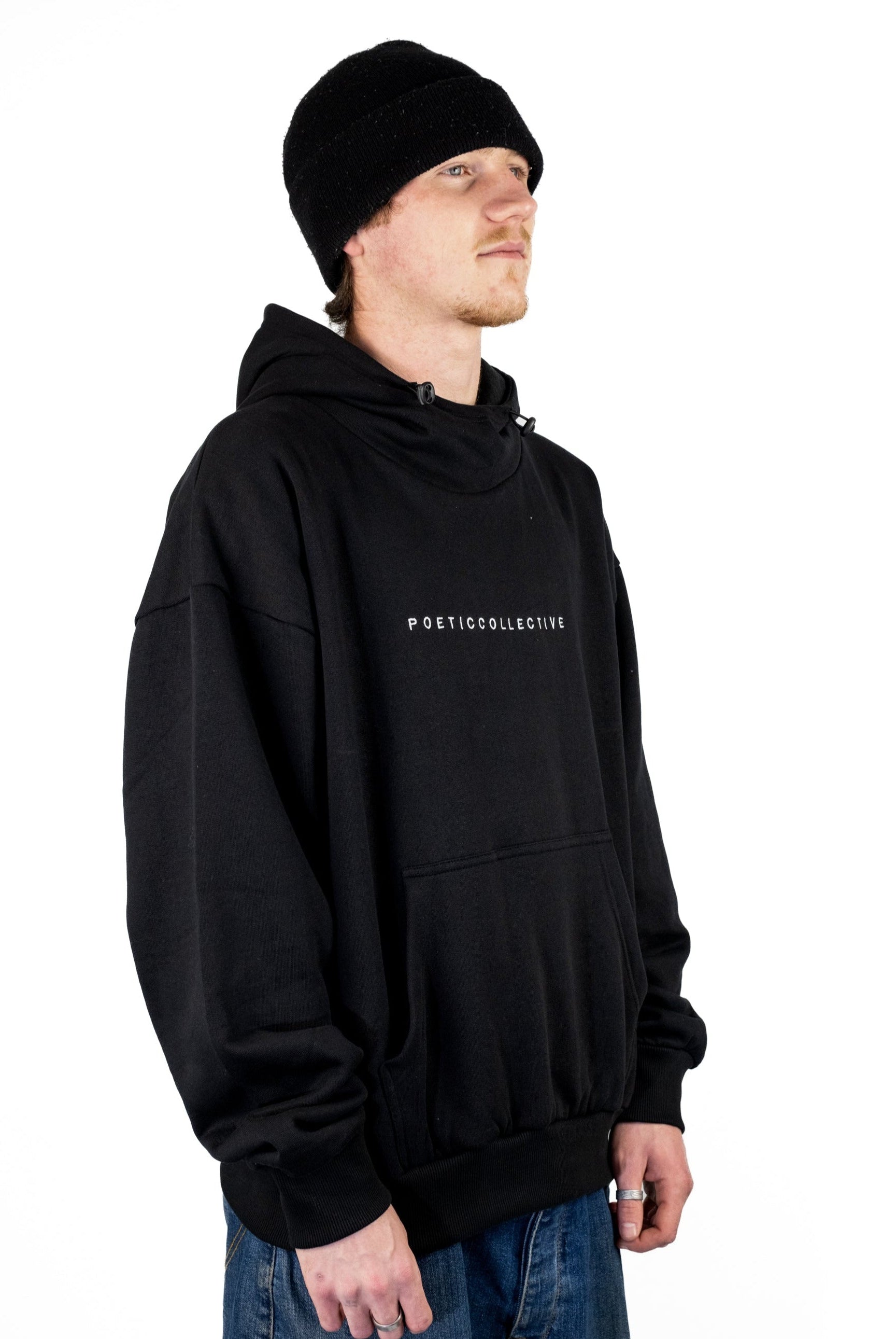 Poetic collective - ninja hoodie - heavyweight organic cotton - black black hoodie poeticcollective