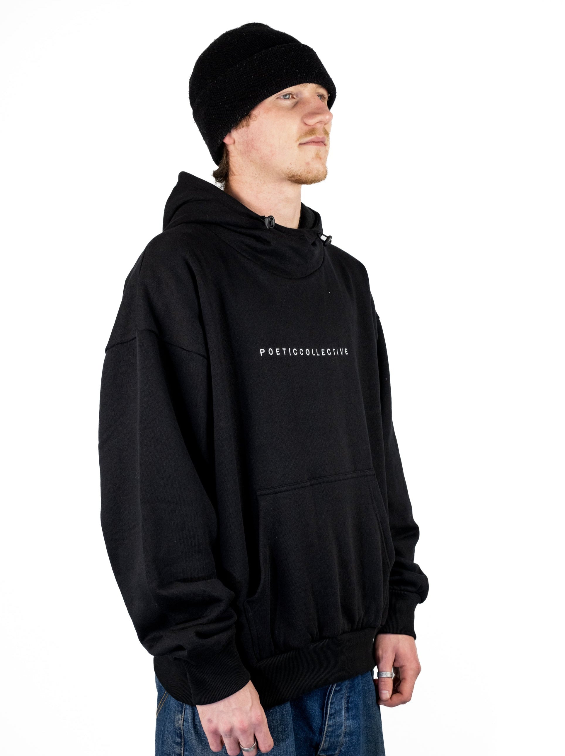 Poetic collective - ninja hoodie - heavyweight organic cotton - black black hoodie poeticcollective