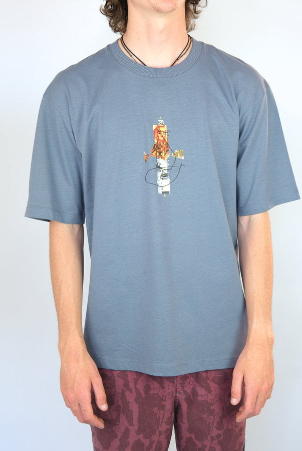 Poetic collective - world tee - grey blue t-shirt cartoon