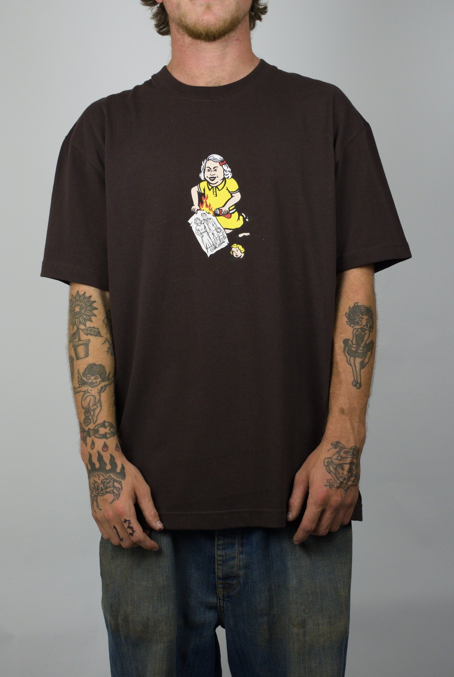 Polar skate co - family affair tee shirt - heavyweigt chocolate brown cotton