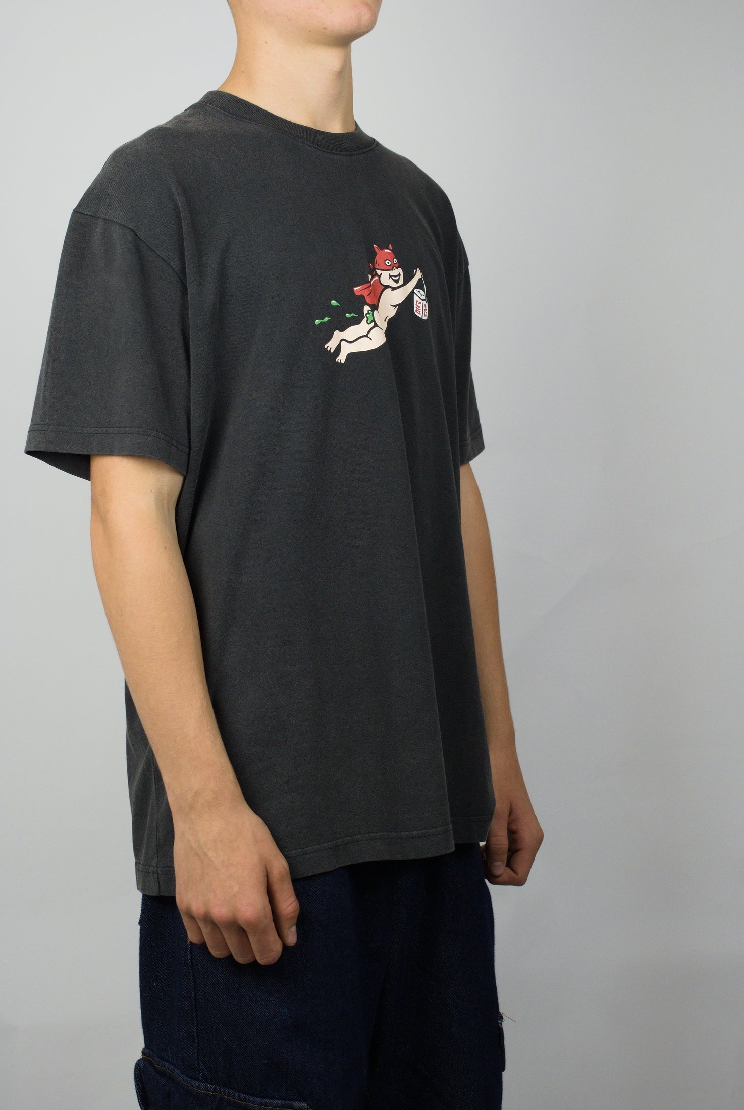 Polar skate co - take away tee shirt - heavyweight silver black cotton