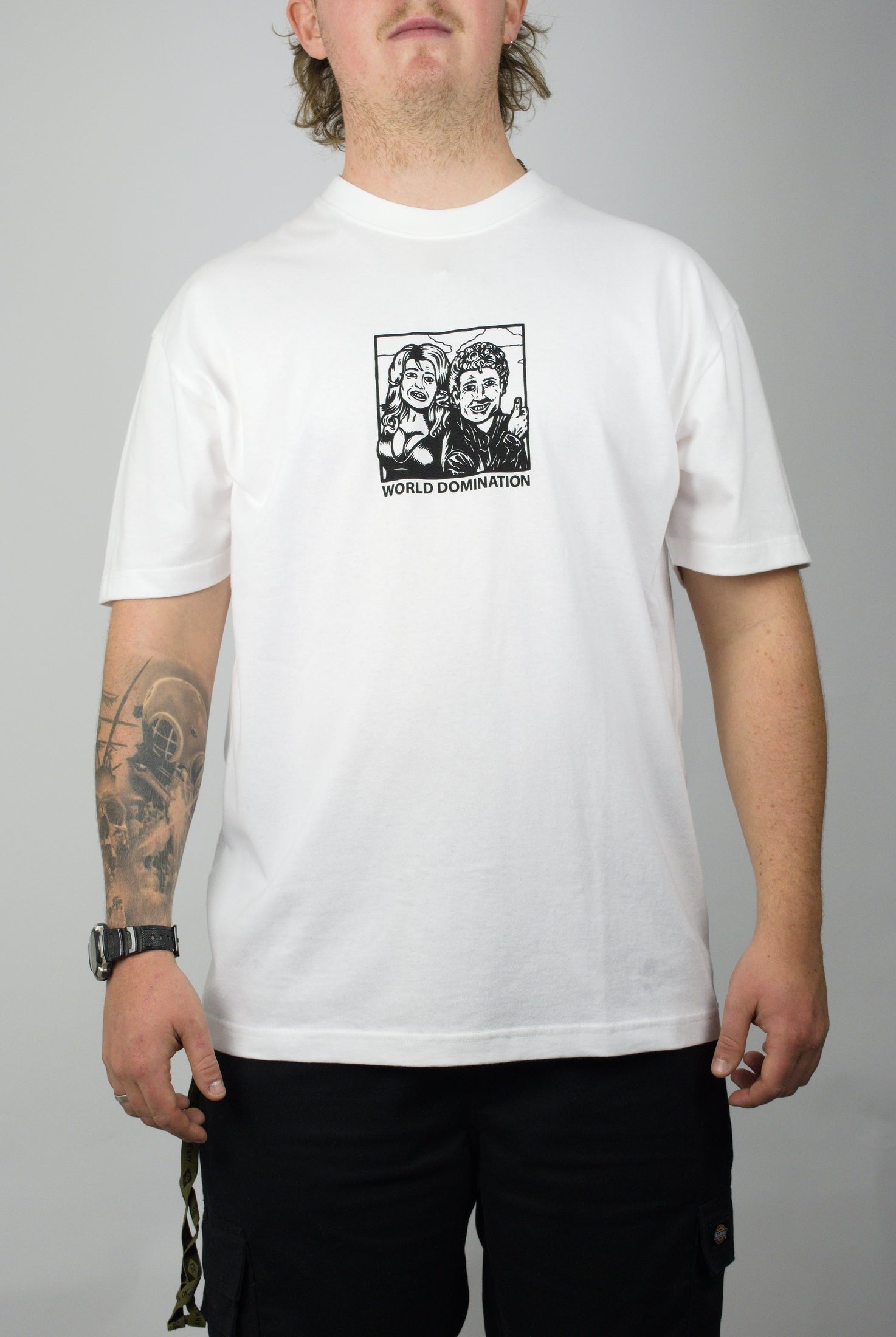 Polar skate co - world domination tee shirt - heavyweight white cotton