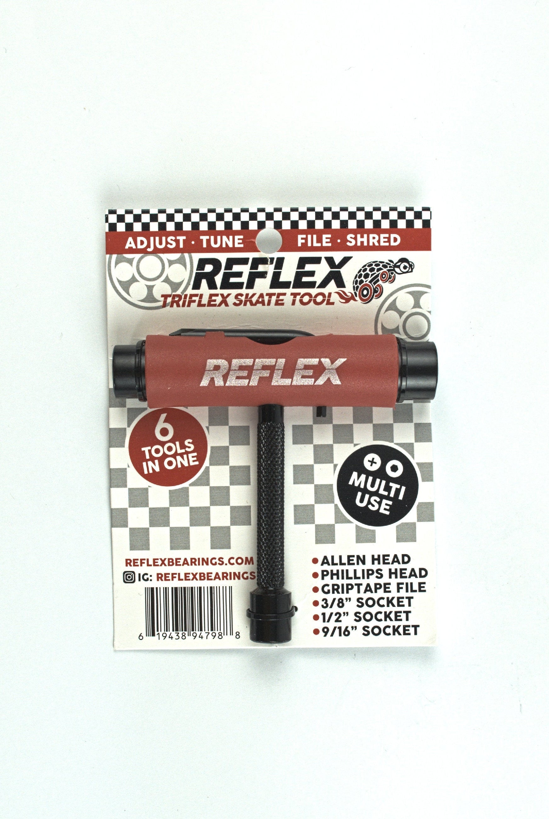 Reflex triflex red six in one skate tool red black multi tool