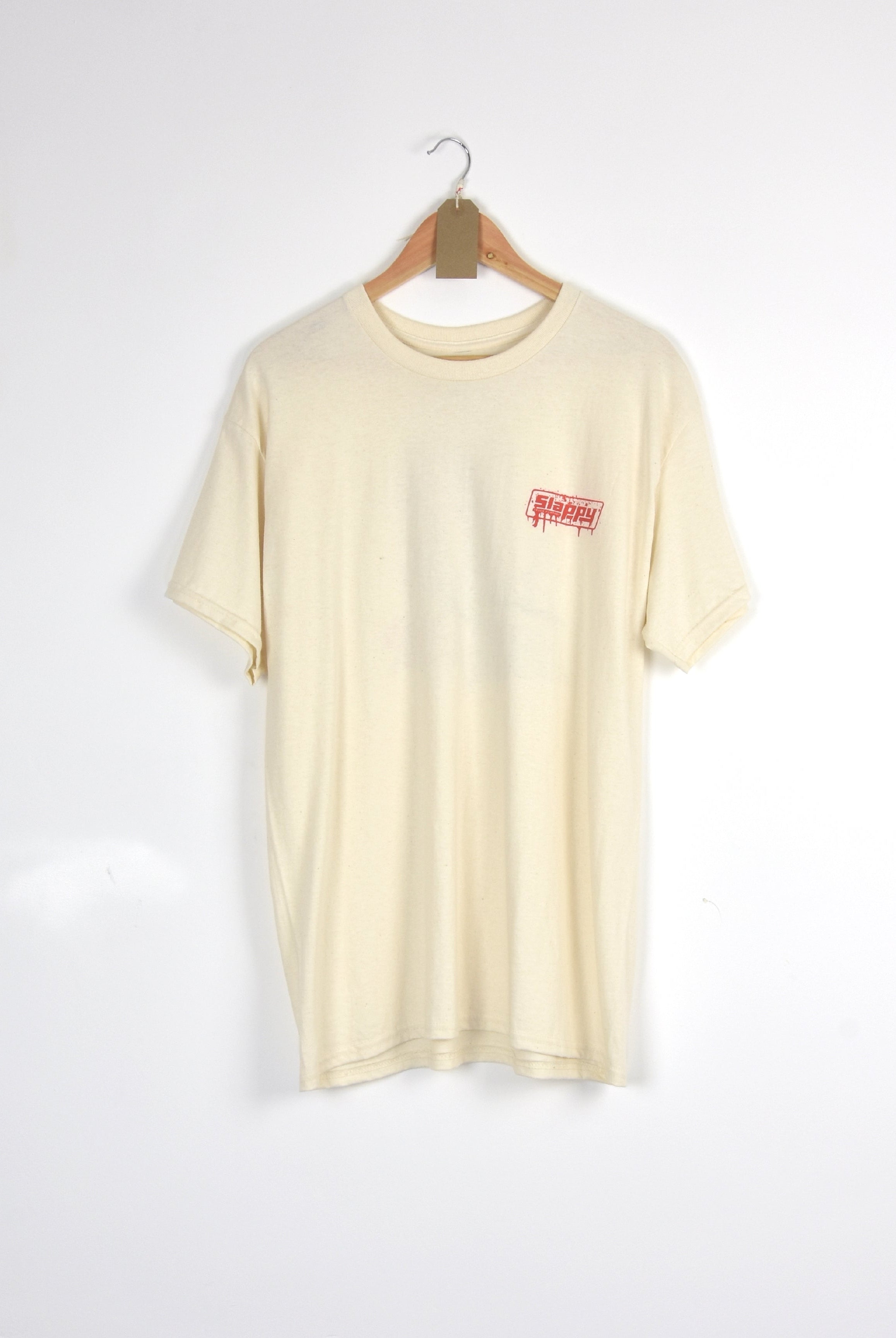 Slappy trucks - curb killer tee shirt - natural cotton cream-colored t-shirt red