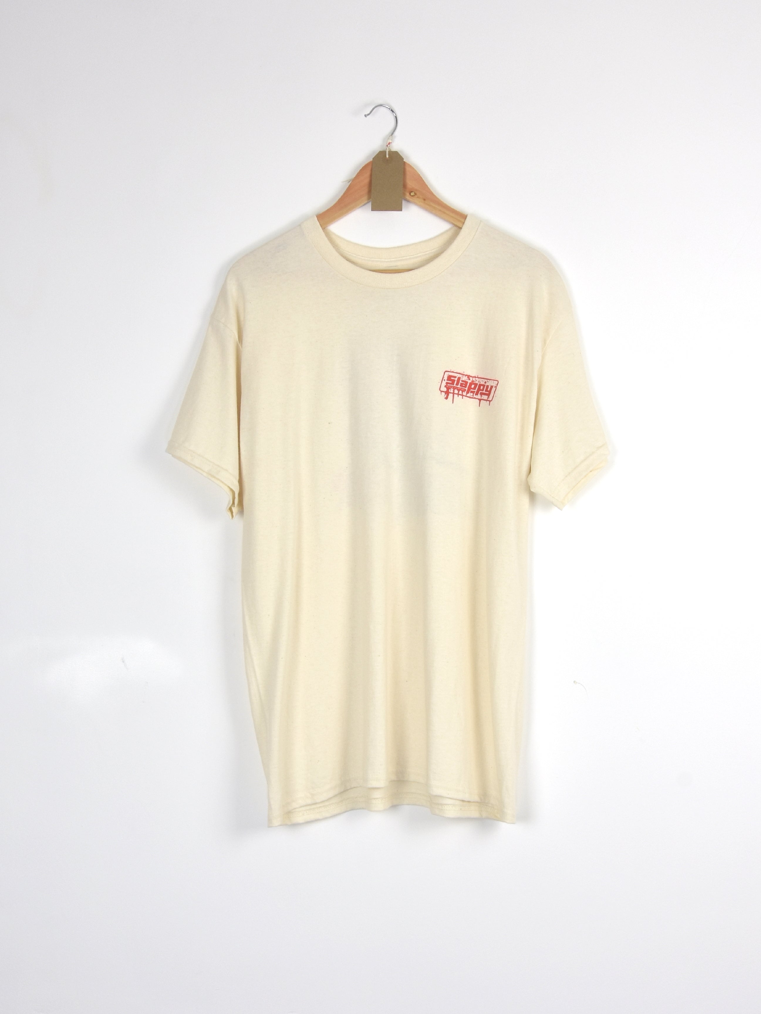 Slappy trucks - curb killer tee shirt - natural cotton cream-colored t-shirt red