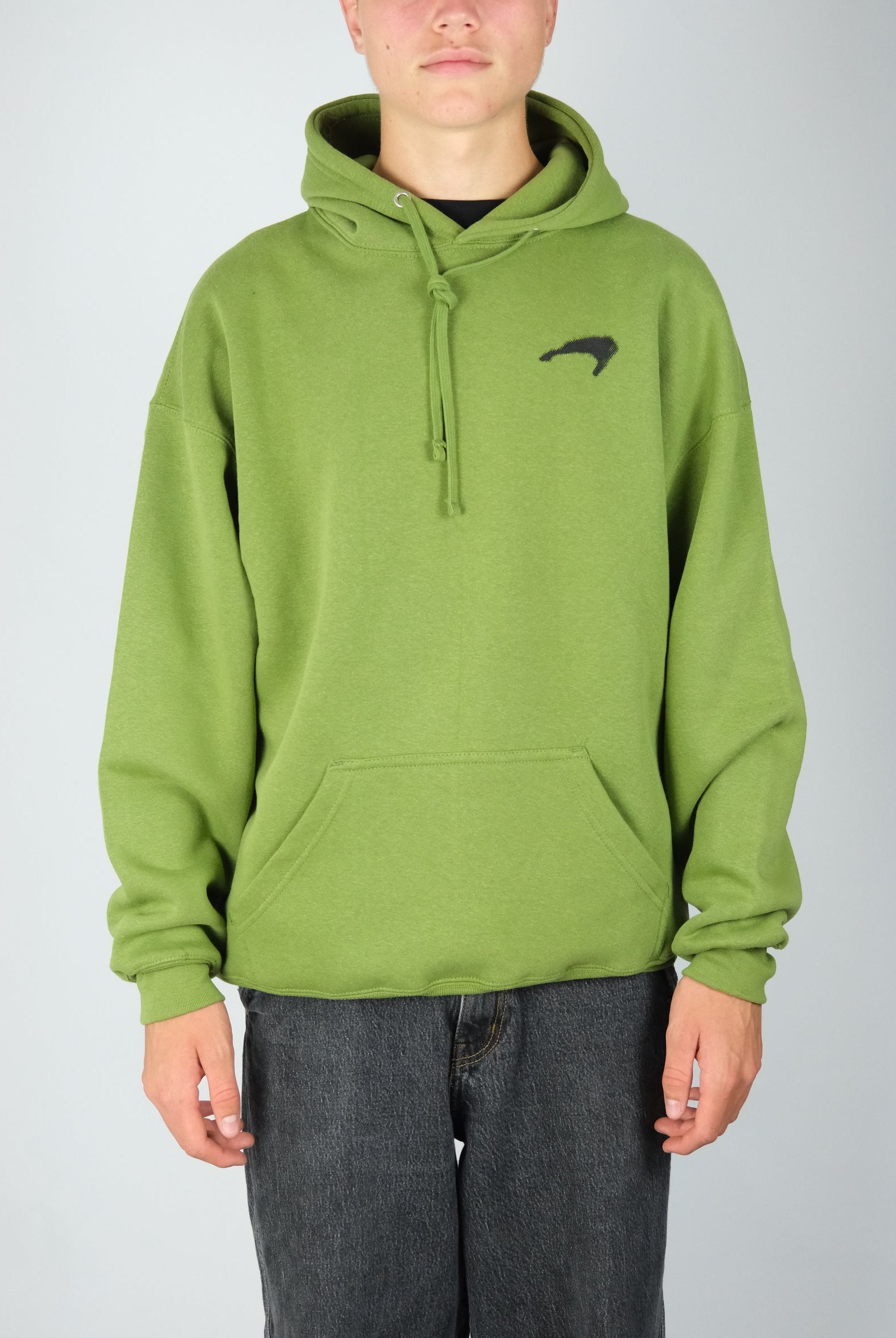 Snack - ’alive overspray’ heavyweight 10 oz cotton hoodie - moss green