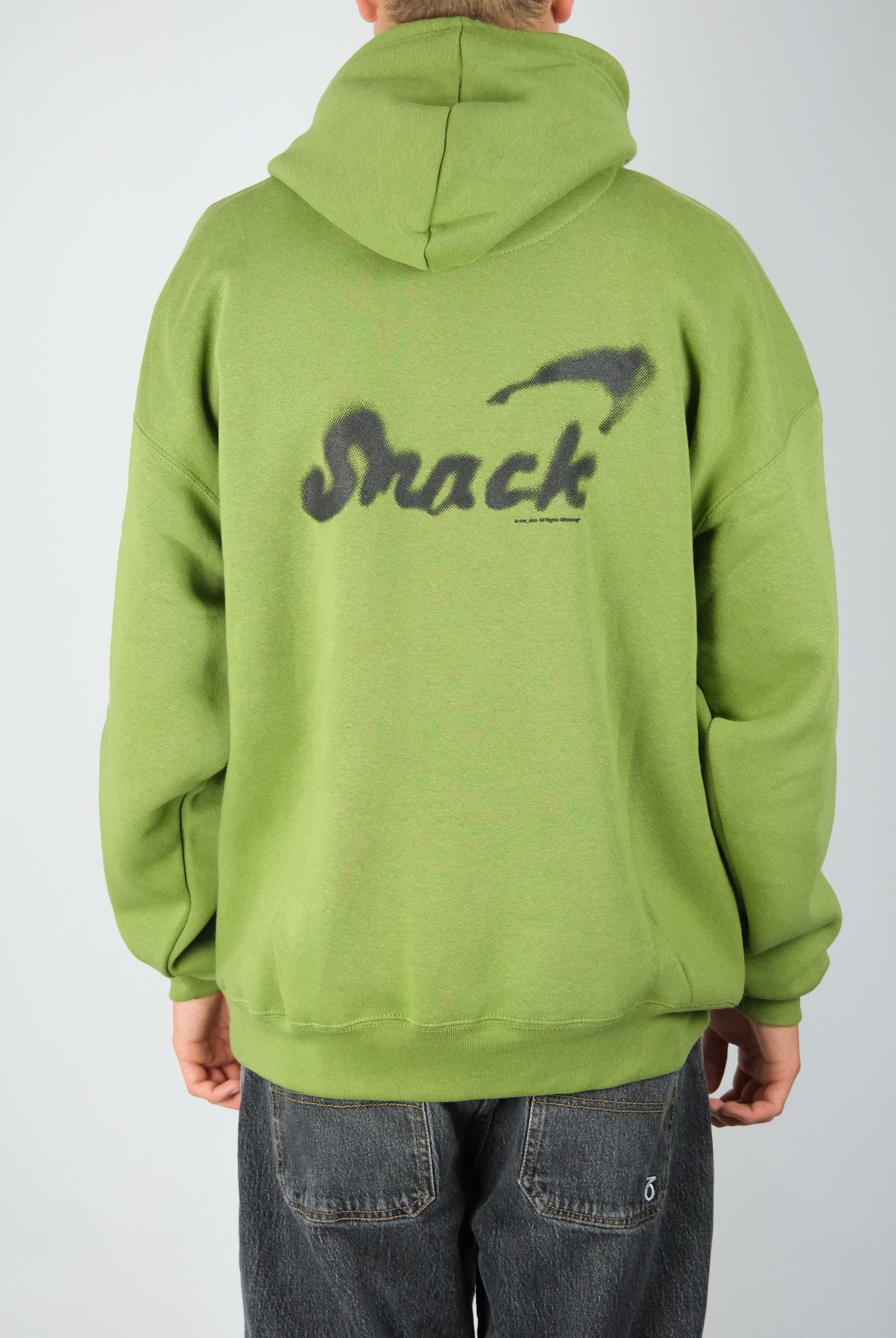 Snack - ’alive overspray’ heavyweight 10 oz cotton hoodie - moss green