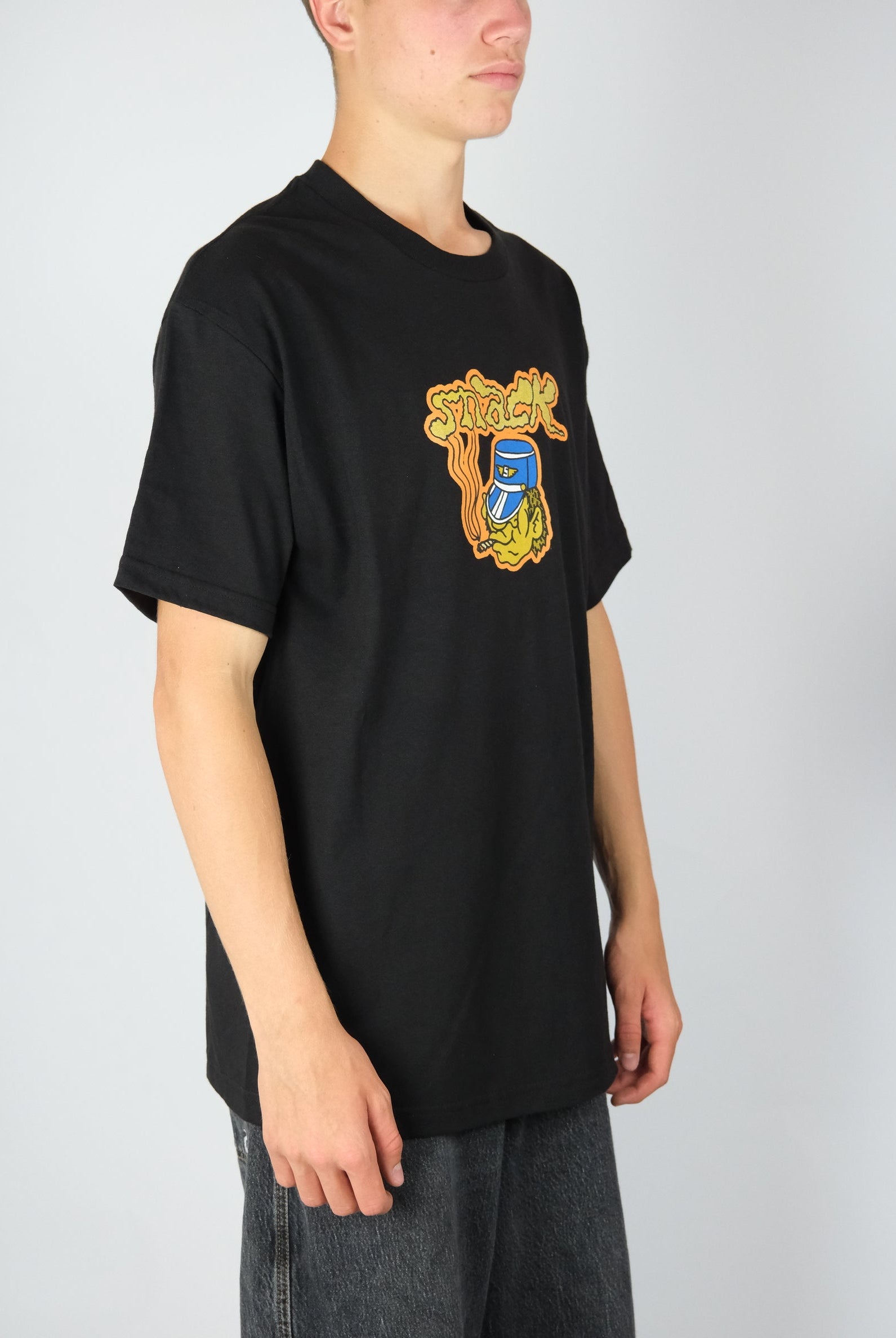 Snack - ’conductor’ heavy weight t-shirt - black / orange