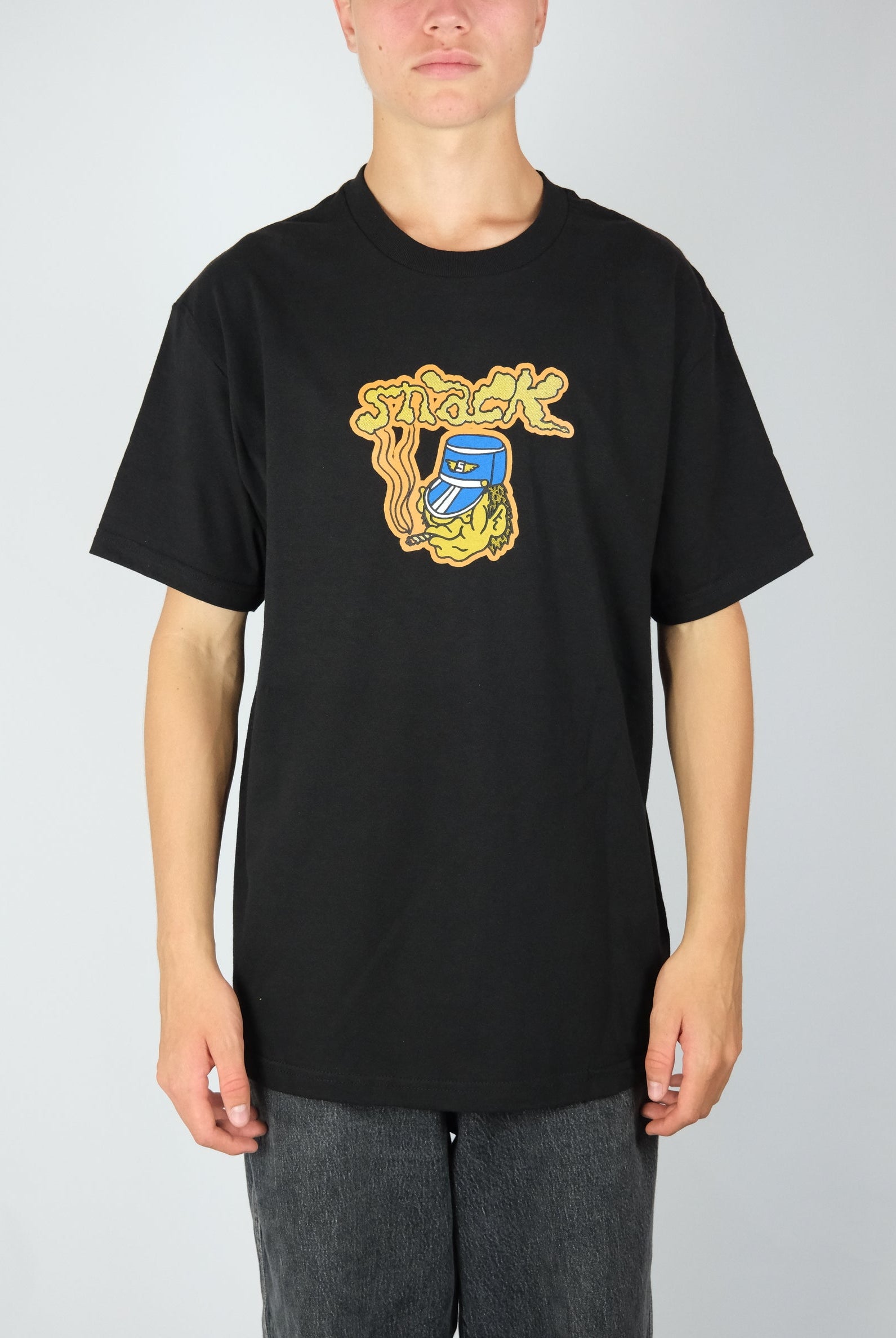 Snack - ’conductor’ heavy weight t-shirt - black / orange