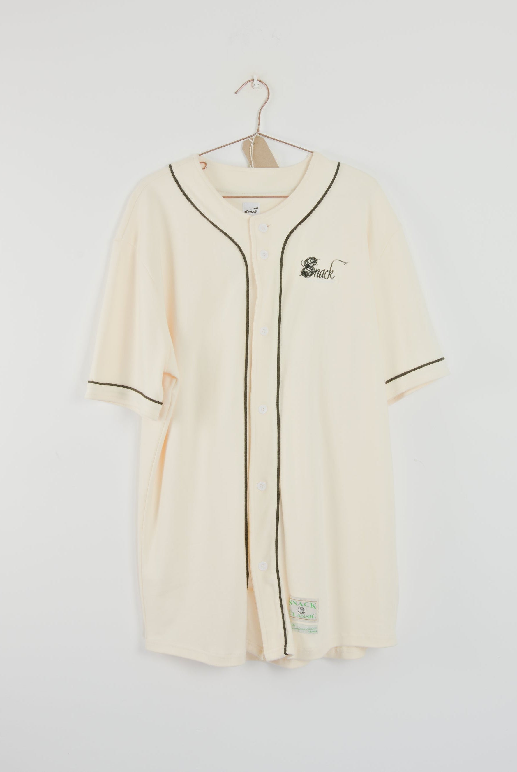 Snack - fine garments baseball jersey - cream & black - xl last