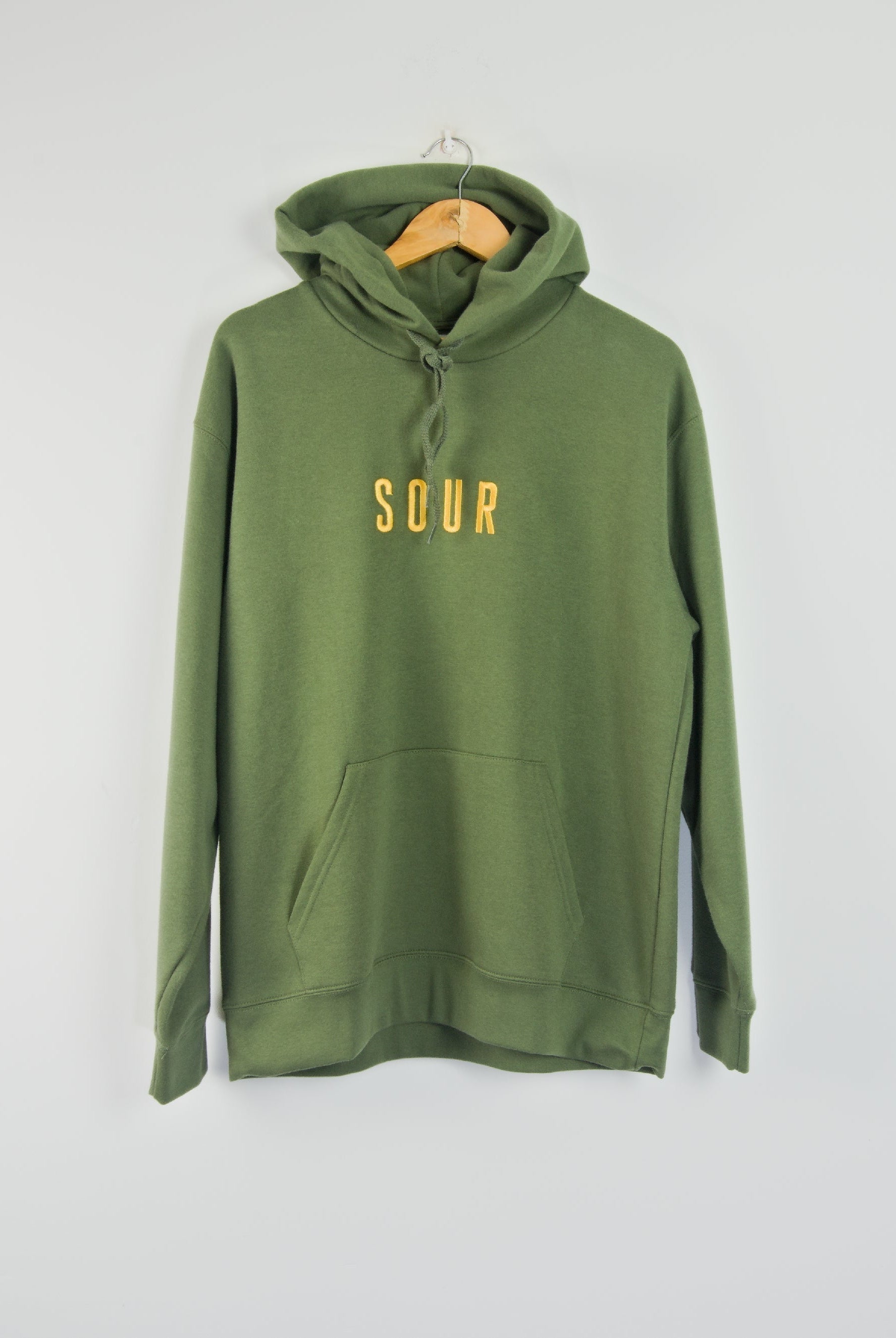L sour solution army pull over hoodie olive green - heavyweigt - last one size only