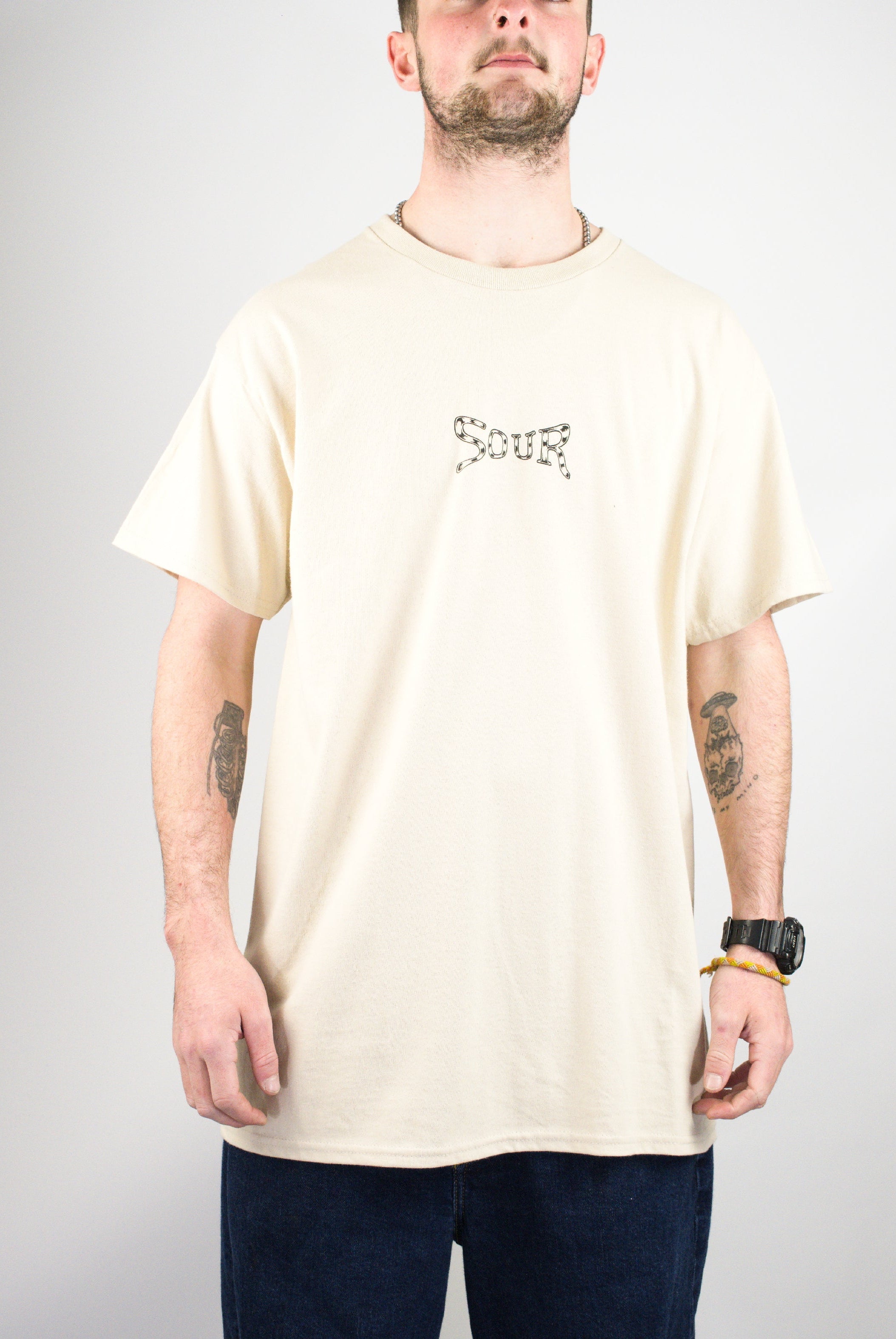 Sour solution - sourweb tee shirt - sand cream-colored t-shirt graphic
