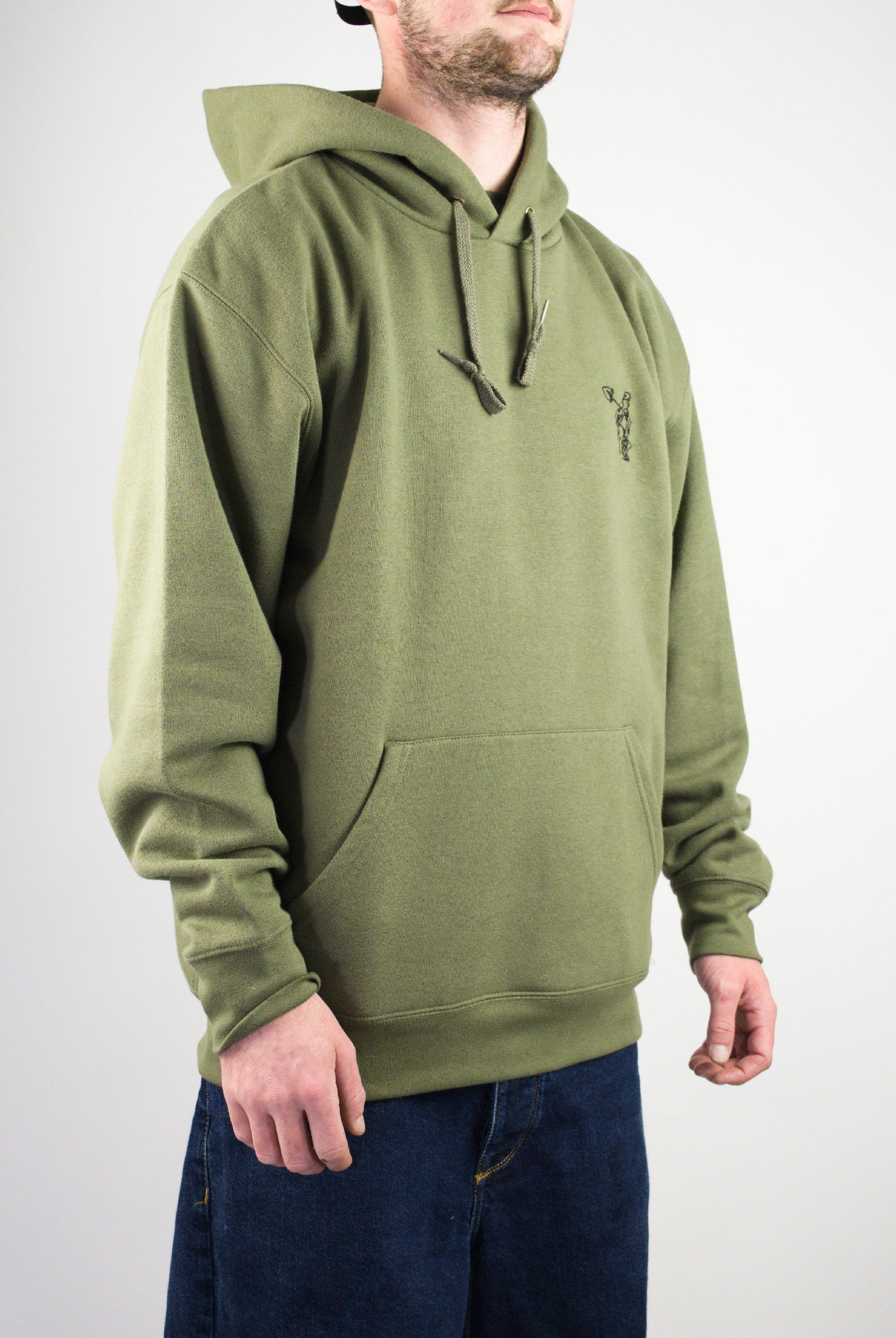 Sour solution worker hoodie - heavyweight pullover with embroidery & back print olive green pullover