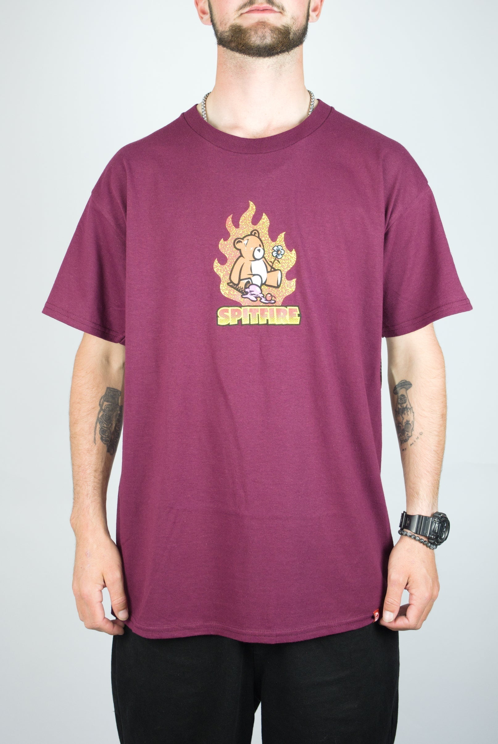 Spitfire wheels - lil beatdowns tee - maroon