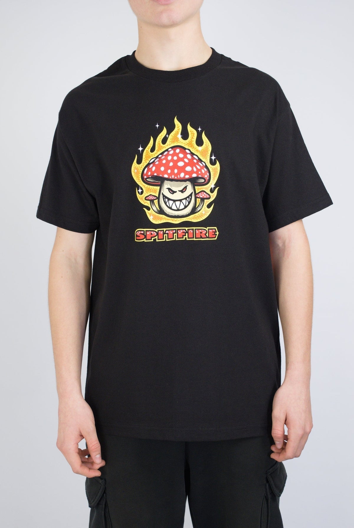 S spitfire wheels - mushroom big head tee - black last one size only